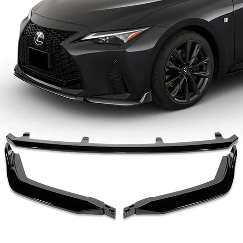 HK5 3-Piece ABS Front Bumper Lip Spoiler Splitter & Side Skirt Body Kit - Compatible with 2021-2022 Lexus IS350/IS500 F-Sport (Painted Black) | Enhanced Aerodynamics & Stylish Protection for Street Racing & Car Shows
