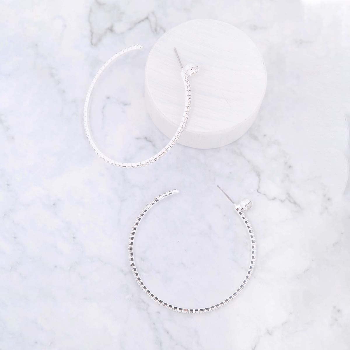 Sparkly Crystal Geometric Hoop Earrings for Women - Glitter Rhinestone Statement Round Metal Hoops | Elegant Party, Wedding & Evening Wear Accessories