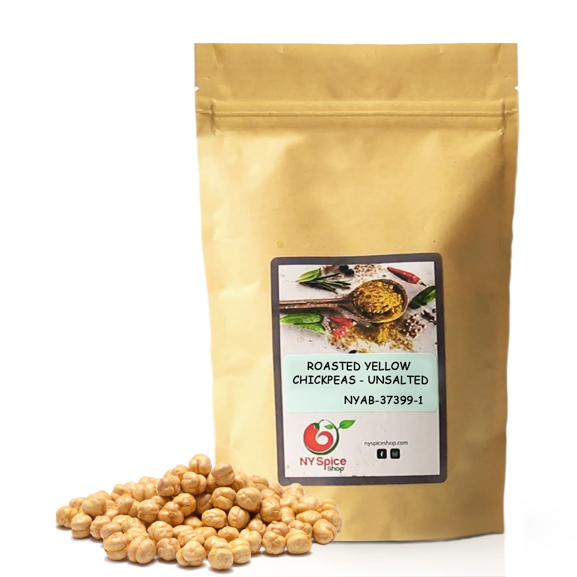 NY Spice Shop Roasted Unsalted Chickpeas - 5lb Bulk Dried Crispy Crunchy Chickpeas | Healthy Vegan Snack for Salads, Trail Mix & Protein Boost