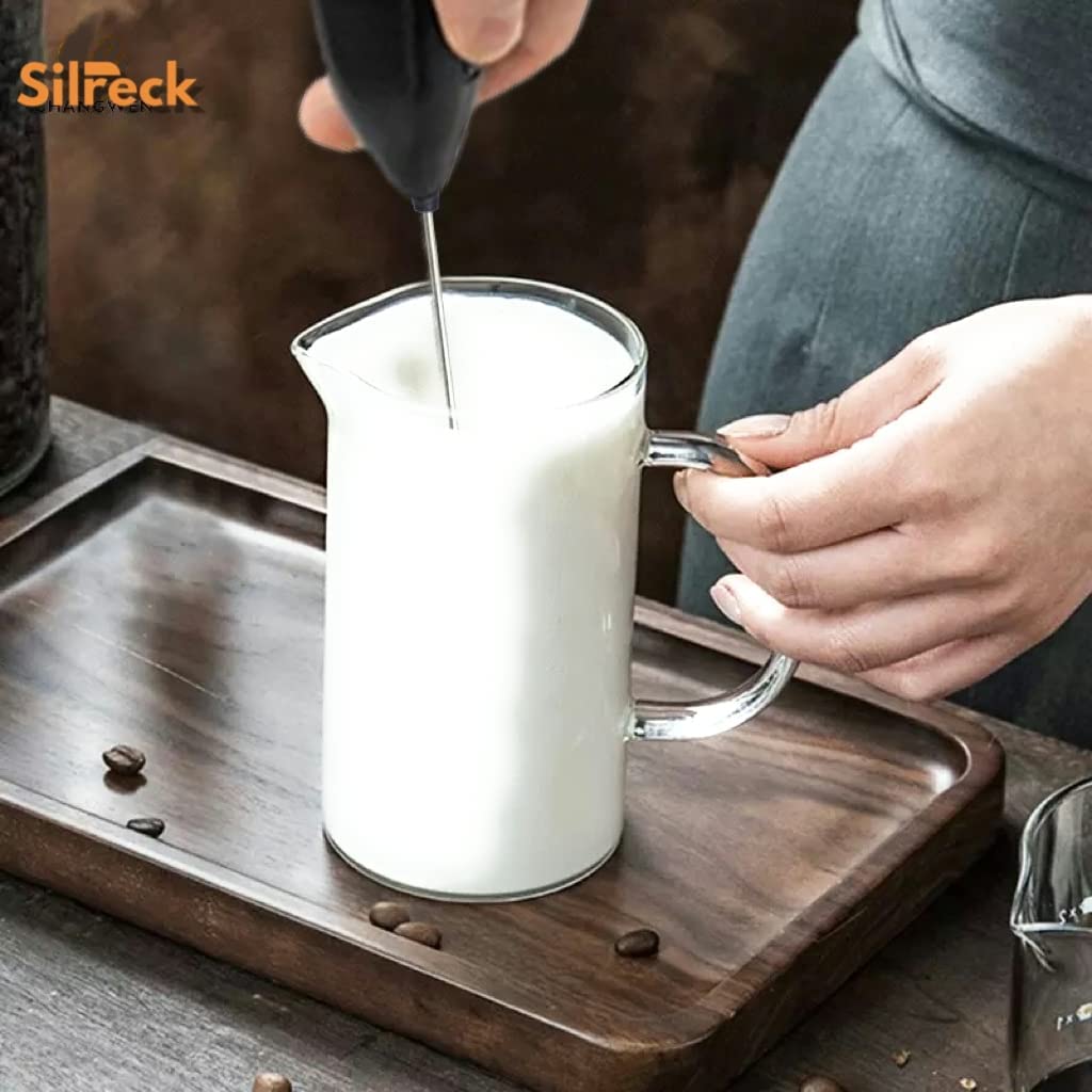 Electric Milk Frother for Coffee & Cappuccino - Handheld Automatic Milk Foam Maker with Whisk for Latte, Hot Chocolate & Milkshakes - Perfect for Home, Office & Coffee Shops (Black)