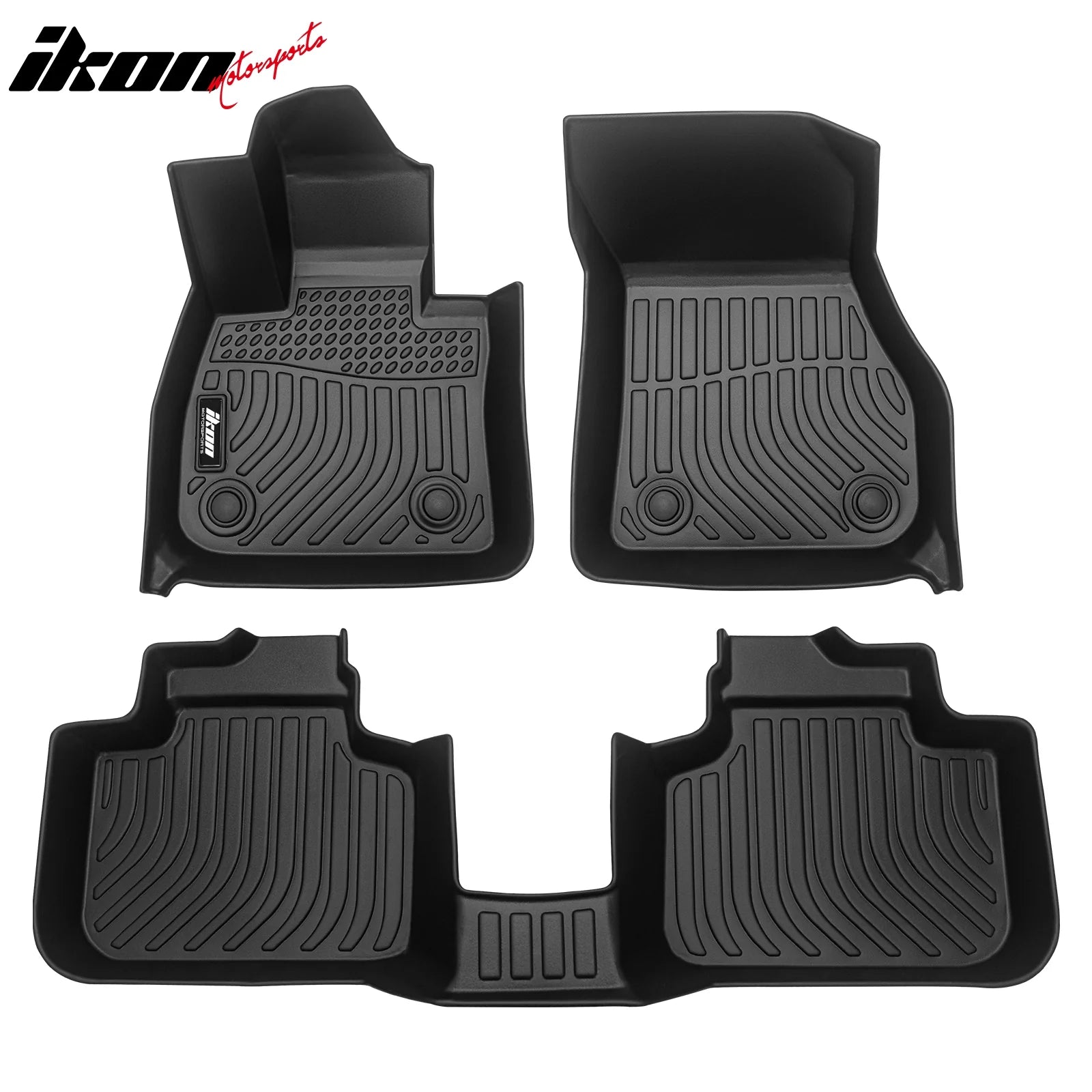 Custom Fit All-Weather Floor Mats for 2016-2023 BMW X1 F48 & X2 F39 - Black TPE Thermo Plastic Elastomer Car Floor Liners - 3-Piece Set (Front & Rear) - Perfect for Winter, Rain, Mud & Snow Protection
