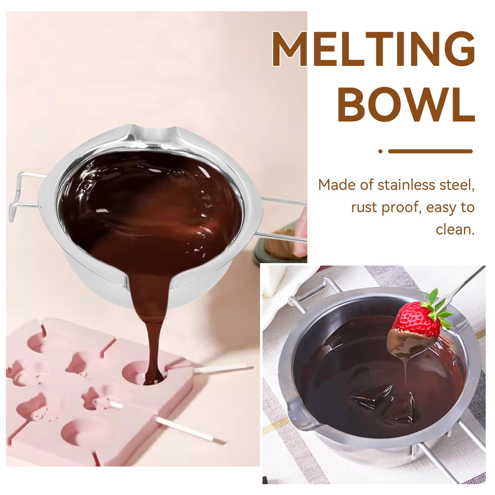 Premium Stainless Steel Double Boiler Pot for Chocolate & Candy Melting - Stovetop Safe Kitchen Essential for Baking, Desserts & DIY Treats