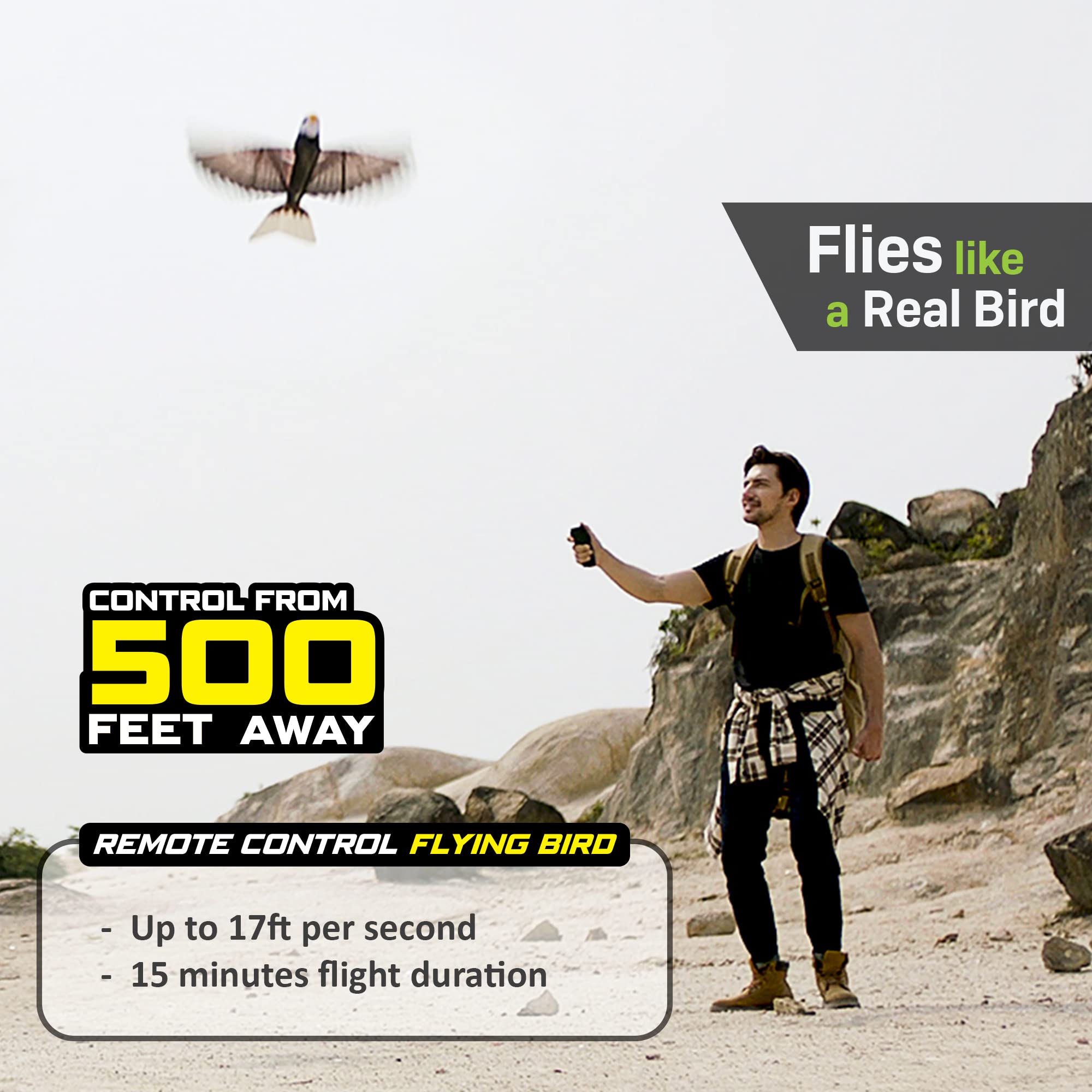 Premium RC Eagle Drone - Remote Control Flying Aircraft with Carbon Fiber Tech - Realistic Eagle Design for Outdoor Play & Aerial Photography - Perfect for Kids & Adults
