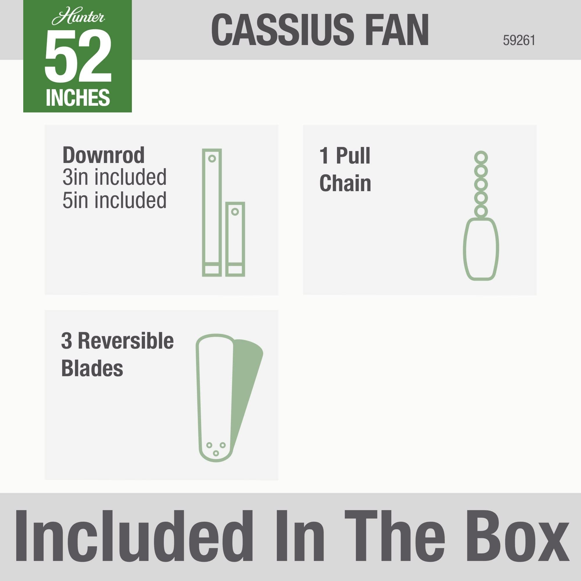 Hunter 59261 Cassius 52-Inch Indoor/Outdoor Ceiling Fan with LED Light Kit - Premier Bronze Finish - Perfect for Living Room, Bedroom, Patio and Covered Porch