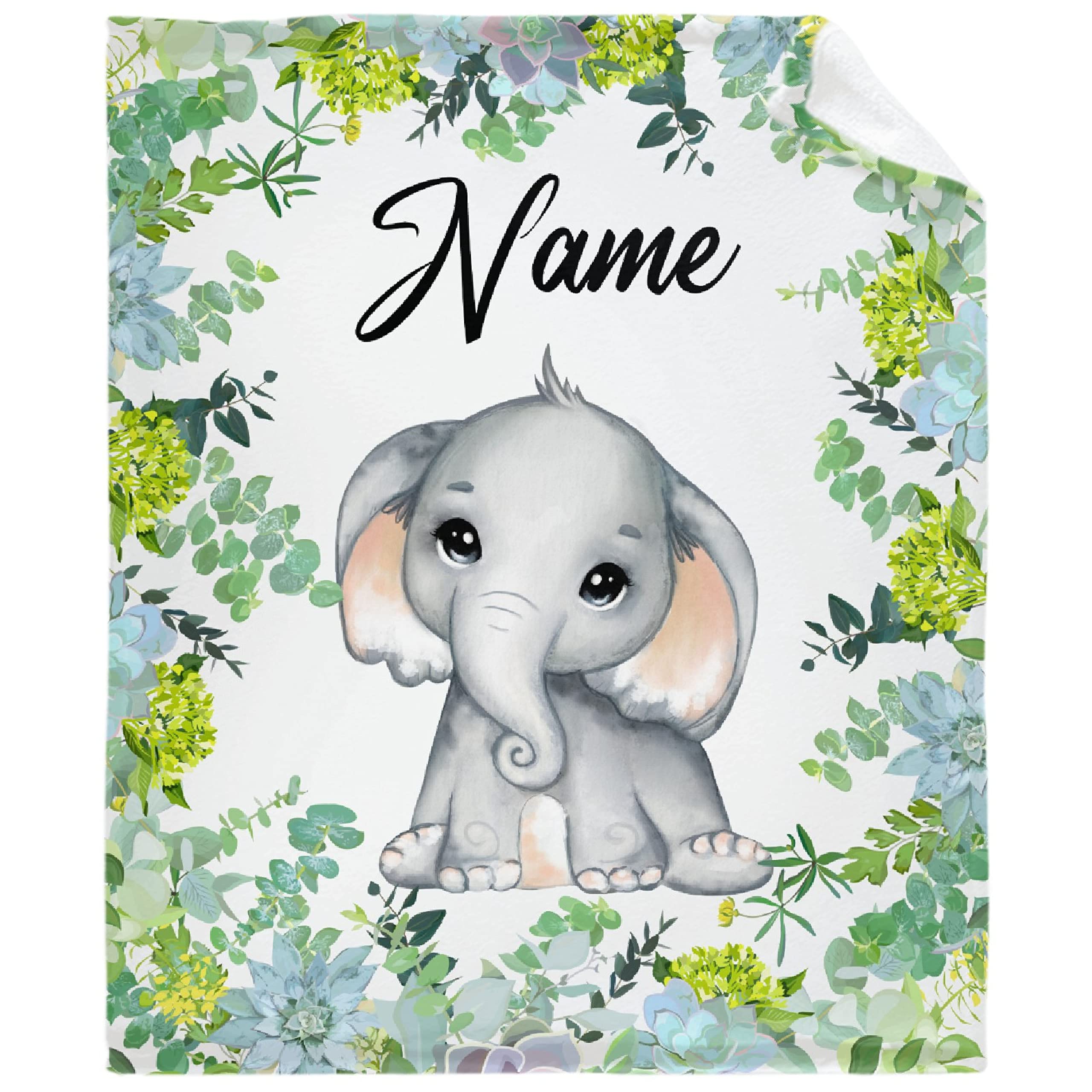Personalized Baby Blankets for Girls & Boys - Custom Name Baby Blanket with Elephant Design, Soft Plush Fleece Throw Blanket for Newborns - Perfect Baby Shower Gift, Cozy Nursery Blanket for Cuddling & Family Photos