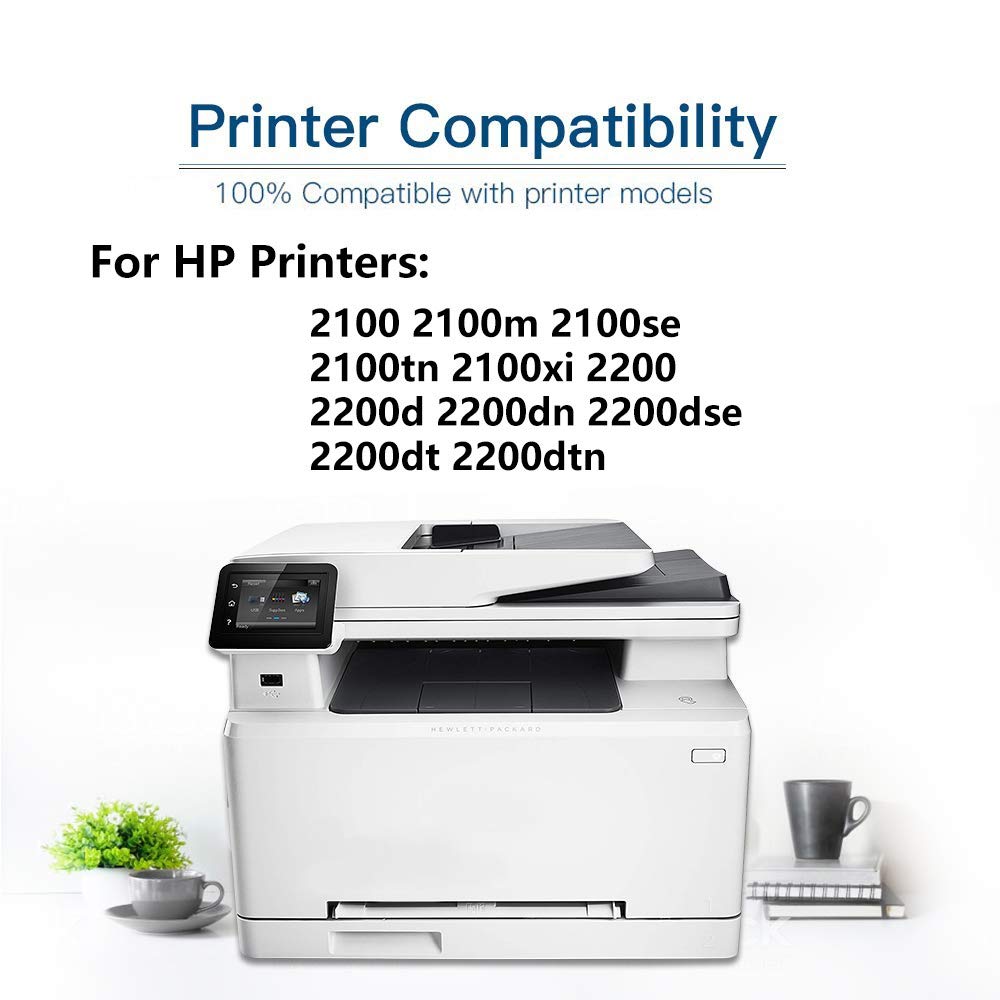 High Capacity 6-Pack Black Laser Printer Cartridge - Compatible with HP 96A (C4096A), HP 2100/2200 Series - Replacement for Office & Home Printing Needs