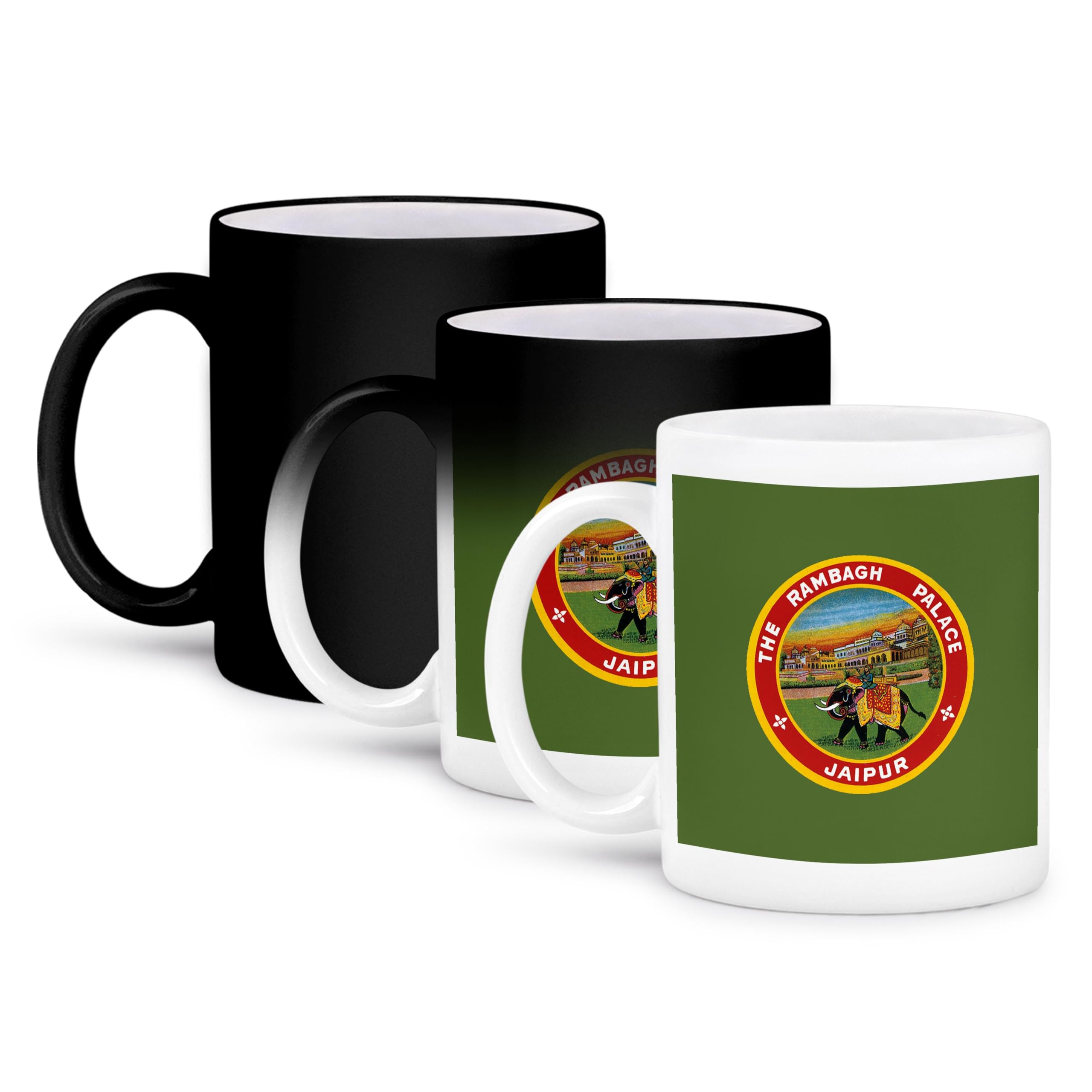 3dRose 11oz Coffee Mug - Vintage Travel Poster Design of The Rambagh Palace, Jaipur with Elephant Rider | Funny Novelty Gift for Tea & Coffee Lovers | Perfect for Office Use, Home Decor or Travel Enthusiasts