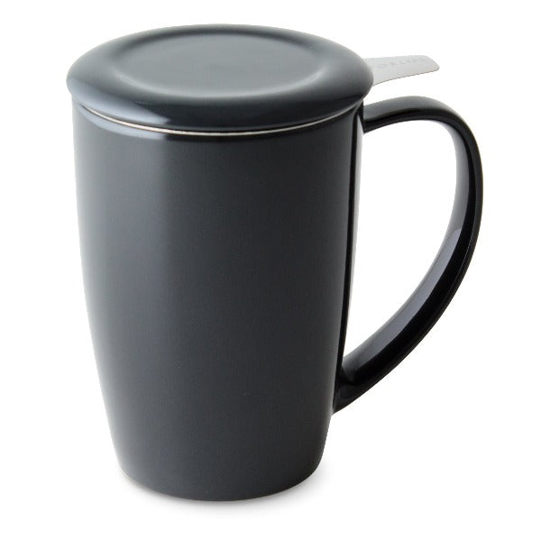 FORLIFE Curve Tall Tea Mug with Infuser and Lid - Perfect for Loose Leaf Tea, Herbal Tea, and Coffee at Home or Office