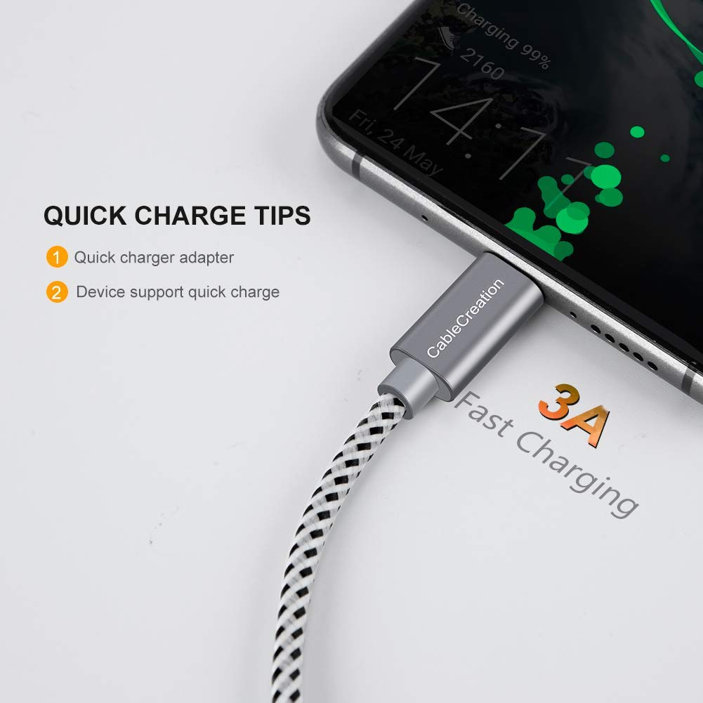 3-in-1 Charging Cable Bundle: 2 Pack 6 Inch USB C Fast Charging Cables + 1 Pack 0.5ft Lightning to USB Sync Cable for iPhone & Android - Perfect for Travel, Car, Office & Home Charging
