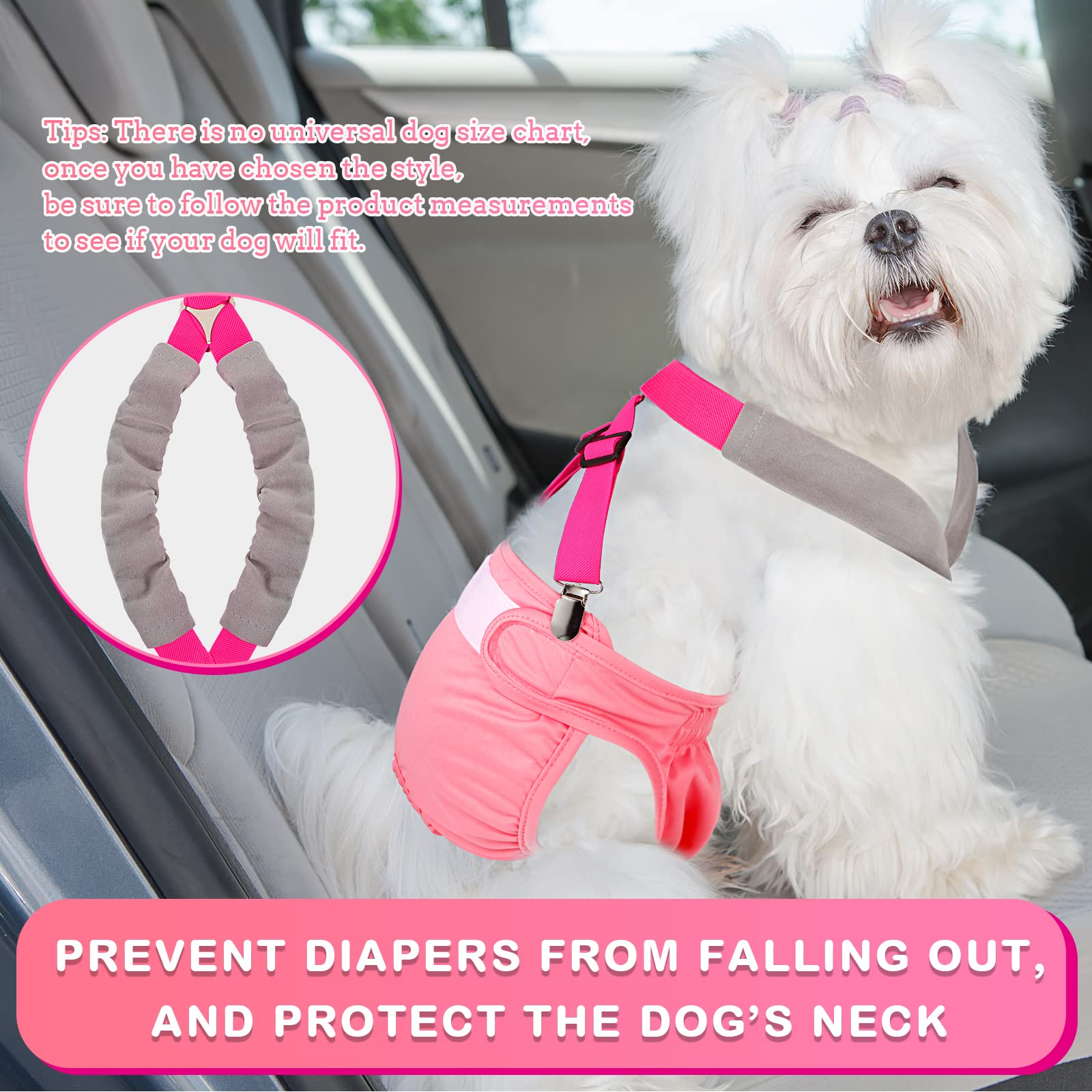 Saintrygo 2 Pack Dog Suspenders for Diapers - Adjustable Belly Bands Harness for Small Medium Large Dogs - Keep Diaper Secure (Black & Pink, Small) - Perfect for Incontinence, Travel & Post-Surgery Care