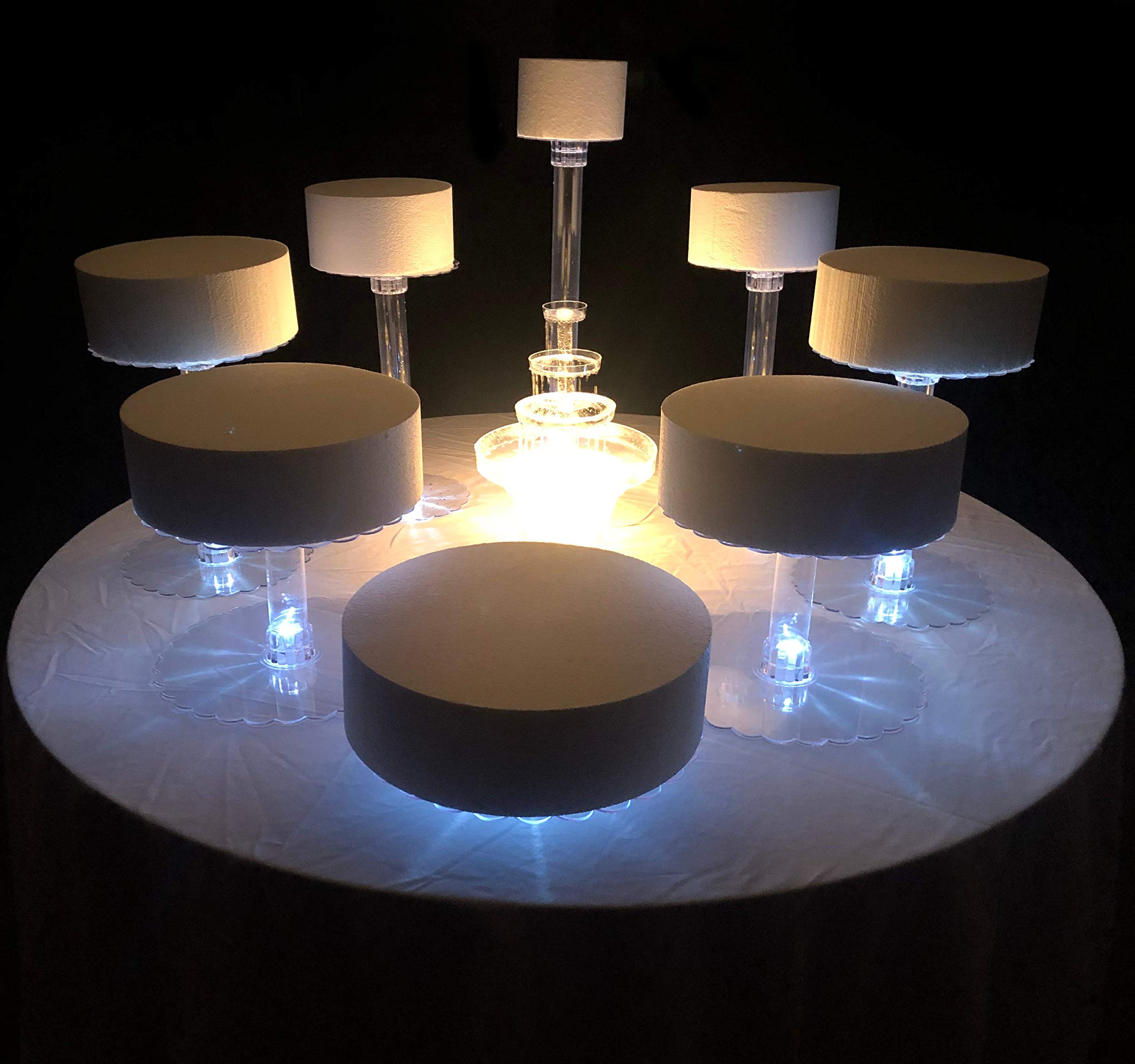 8 Tier Wedding Cake Stand with LED Lights & Fountain - Elegant Display for Weddings, Anniversaries, and Special Events