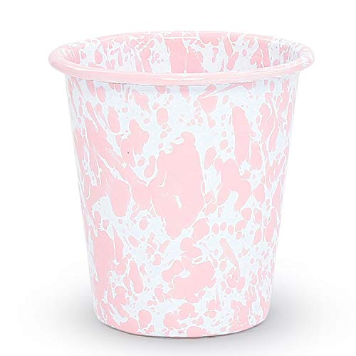 Pink Marble Enamelware Tumbler Set of 4 - 10 oz Small Camping Coffee Cups for Outdoor Picnics, Travel & Home Use