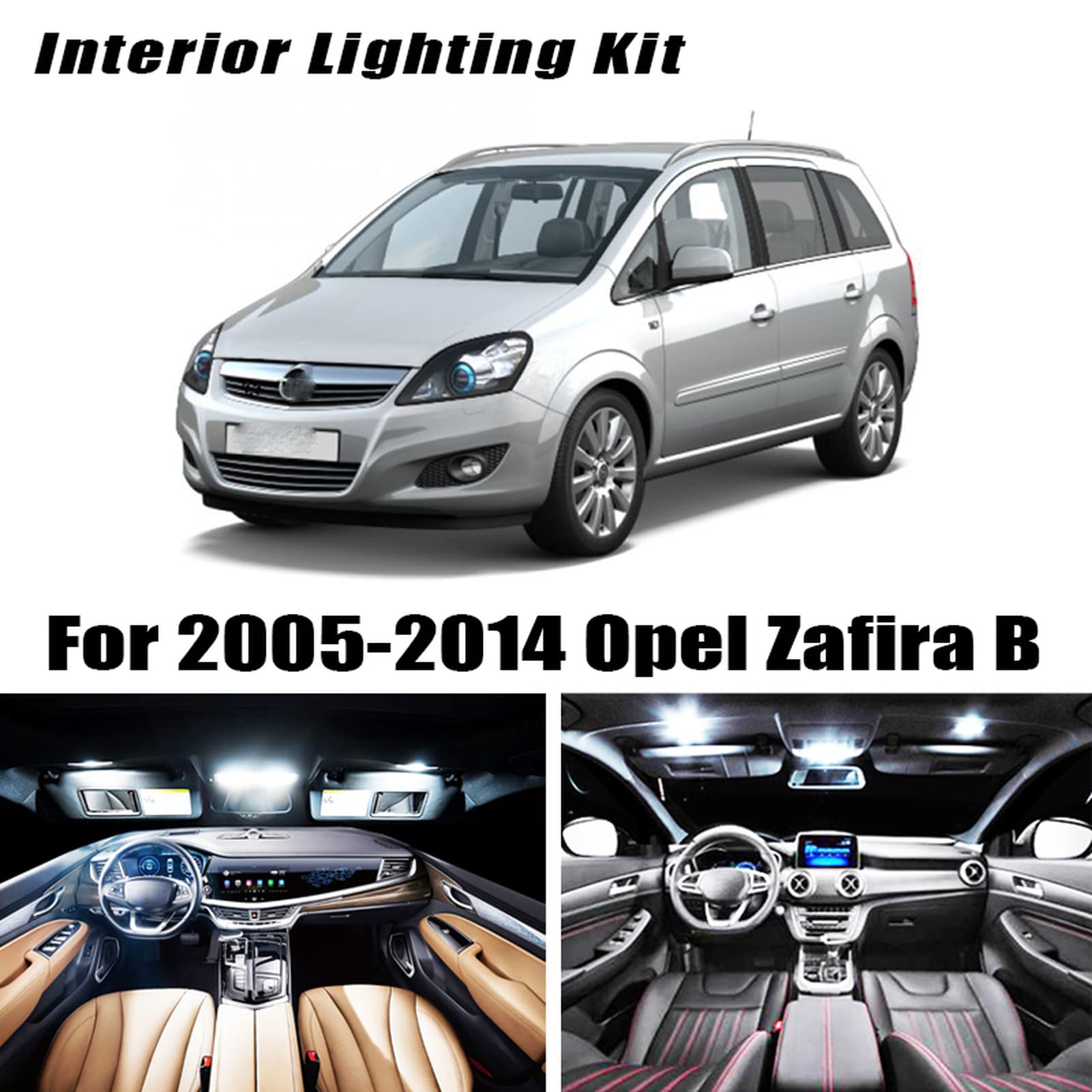 11pcs White LED Interior Light Bulbs for Opel Zafira B 2005-2014 - Canbus Error-Free Glove Box, Trunk & Dome Lights - Upgrade Your Car Lighting for Night Driving & Interior Ambience