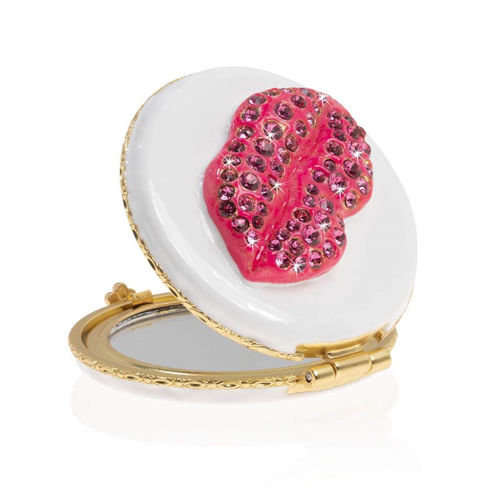 Jay Strongwater Monroe Lip Compact in Electric Pink - Elegant Makeup Mirror & Lipstick Case - Perfect for Travel, Parties & Everyday Use