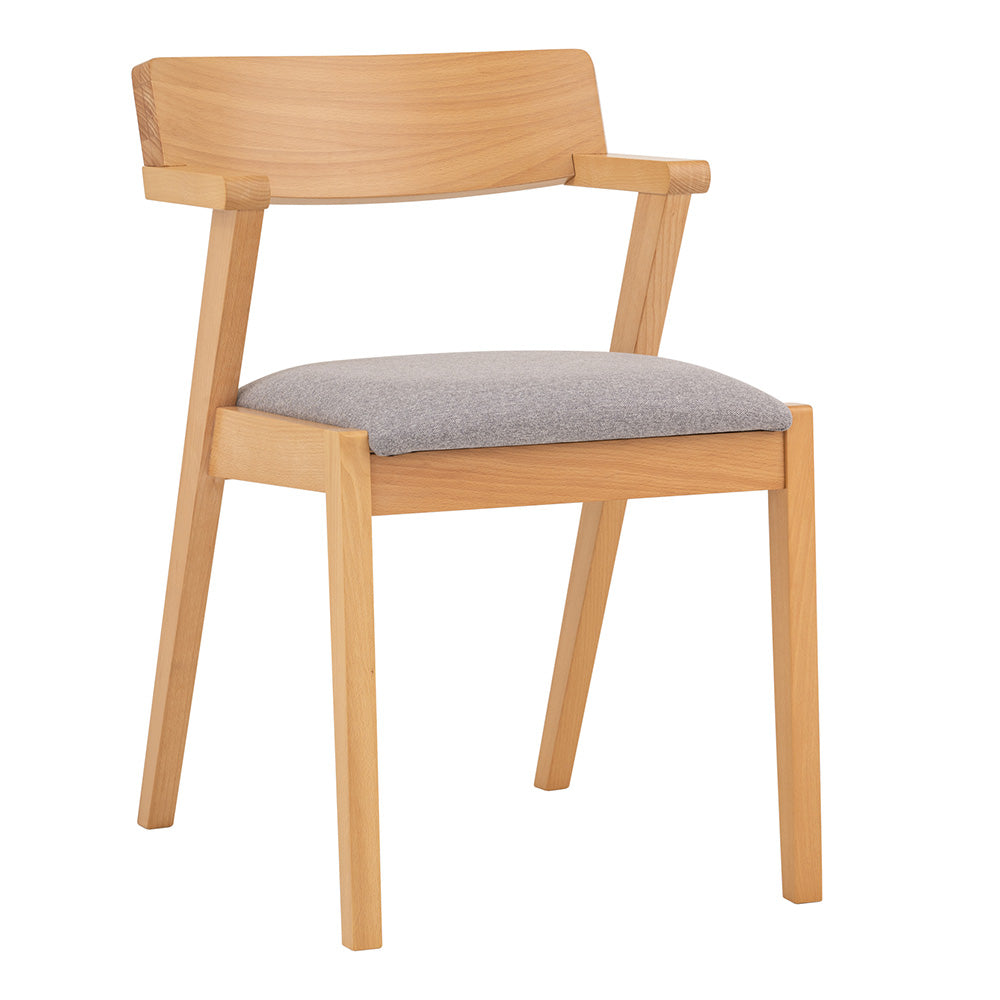 Zola Modern Dining Chair - Solid Oak Wood Frame with Light Grey Upholstery - Perfect for Kitchen, Dining Room, and Home Office Seating