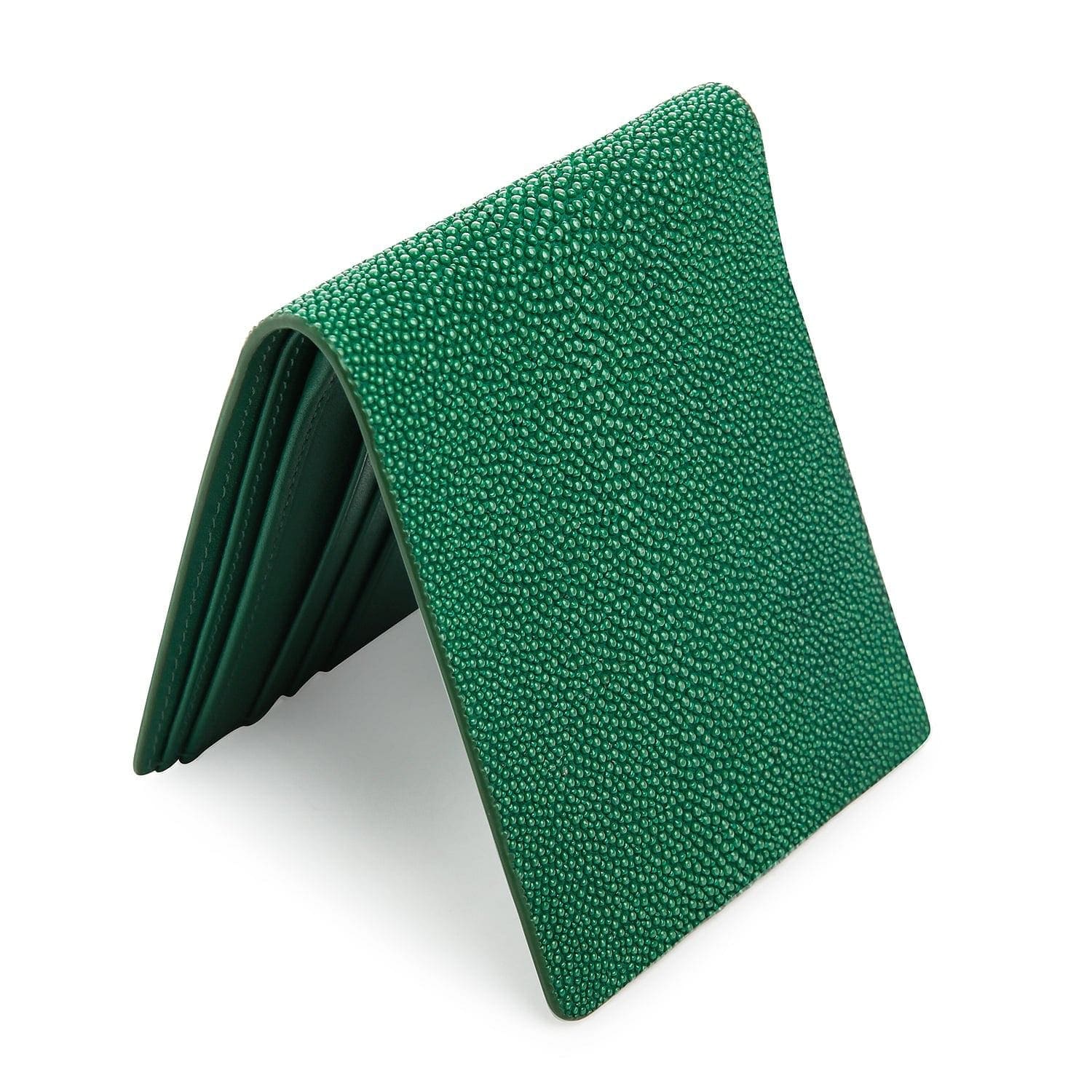 Genuine Green Stingray Leather Wallet for Men - Exotic Polished Skin Luxury Bifold - Perfect for Gifts, Travel & Everyday Use