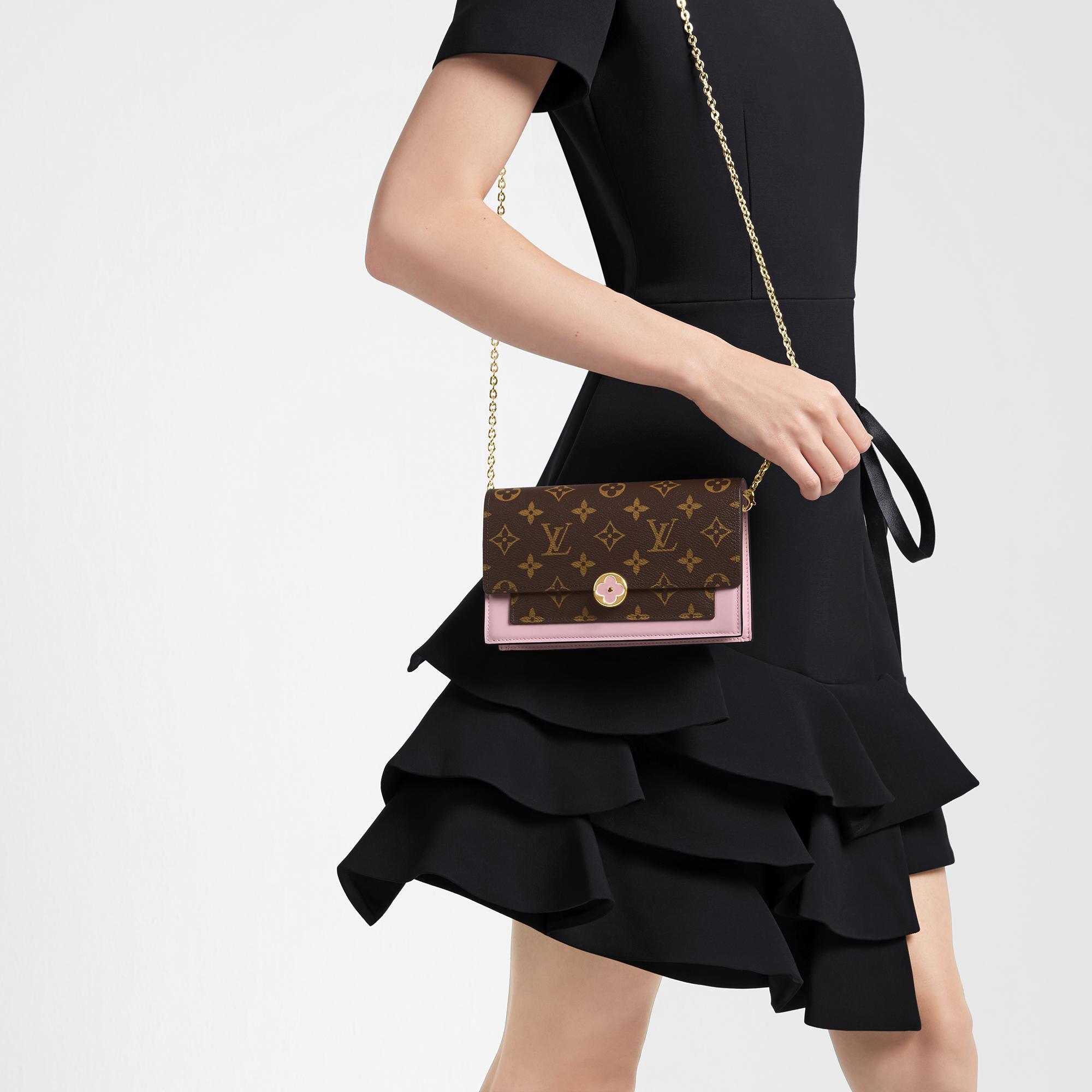 LV Flore Chain Wallet in Rose Ballerine - Luxury Crossbody Bag for Women, Perfect for Evening Events & Daily Use