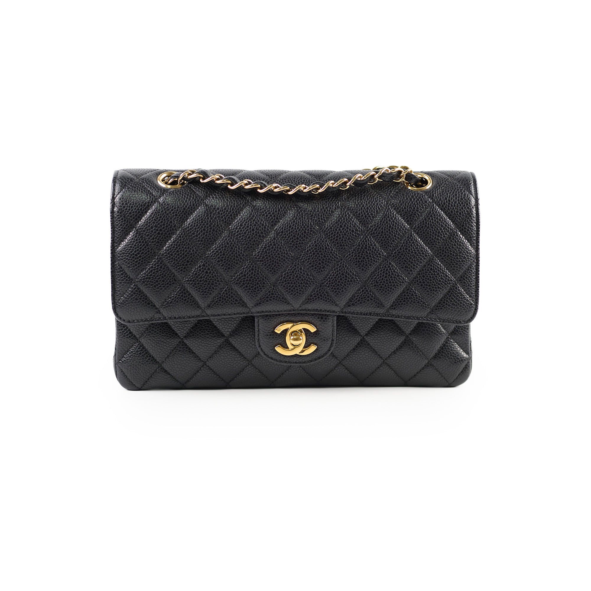 Chanel Medium/Large Caviar Double Classic Flap Black Handbag - Luxury Designer Shoulder Bag for Women | Perfect for Work, Evening Events & Special Occasions