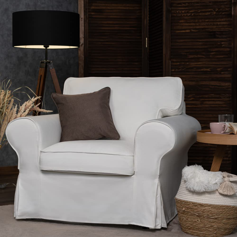 TLYESD Ektorp Chair Cover Replacement for IKEA Ektorp Armchair & Sofa - Washable Slipcover Only (White) - Perfect for Living Room, Bedroom, and Office Decor