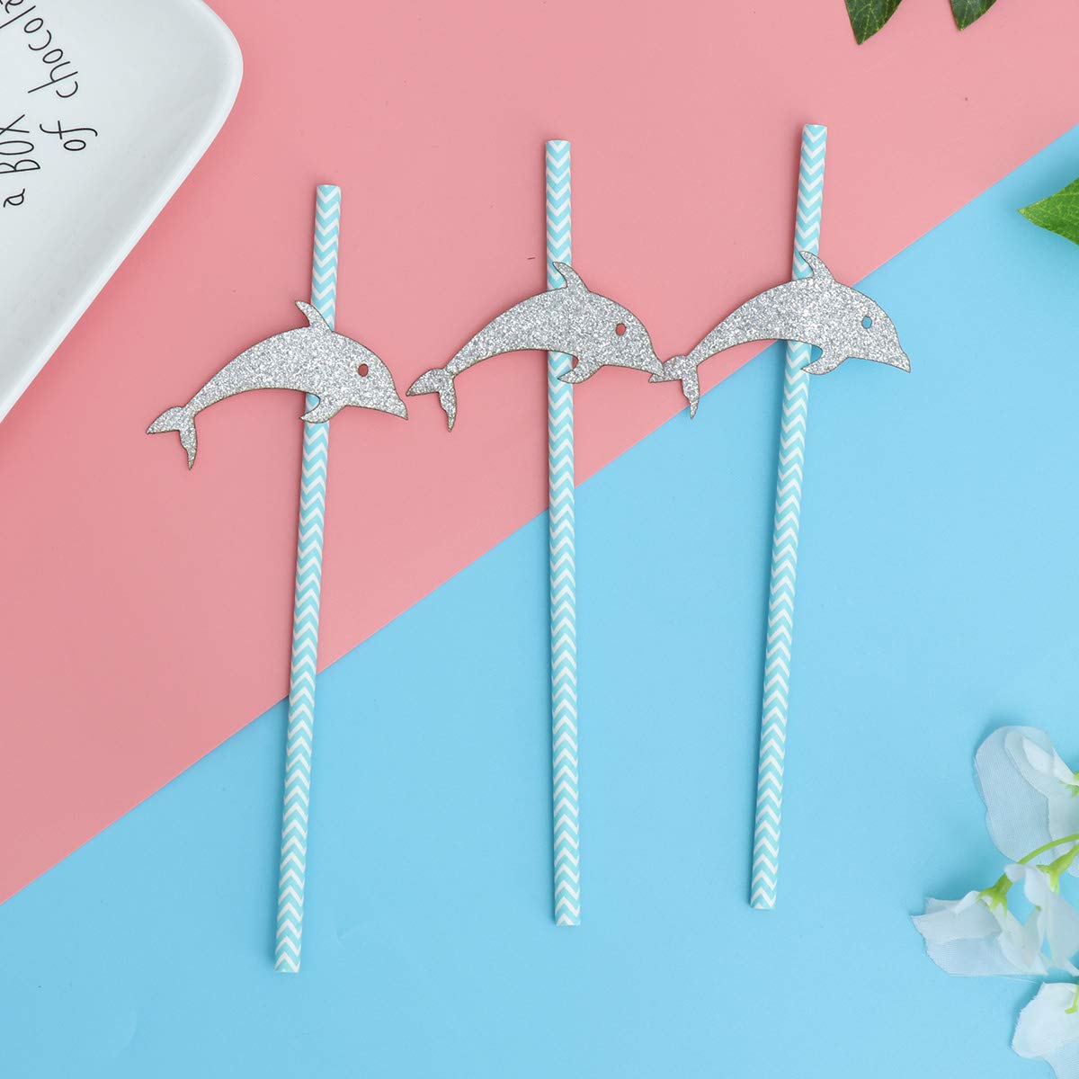 12-Pack Dolphin-Shaped Party Straws - Fun & Creative Drinking Straws for Christmas, Banquets & Celebrations - Perfect for Holiday Decorations, Birthday Parties & Special Events
