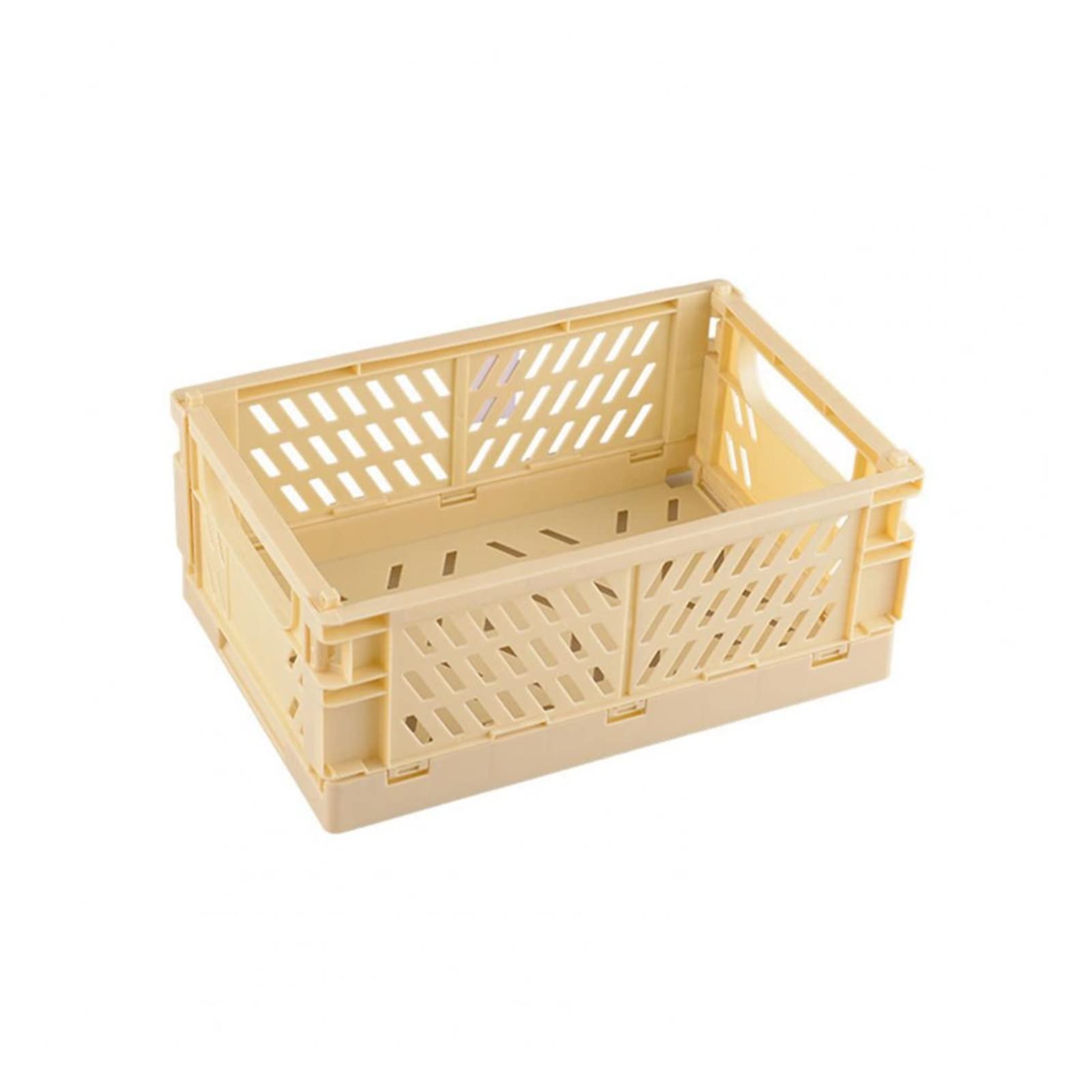 Collapsible Storage Basket - Large Capacity Foldable Plastic Crate Box for Home, Laundry, Toys & Organizing Sundries (Yellow, Size S) | Perfect for Closet, Bathroom & Kids Room Organization