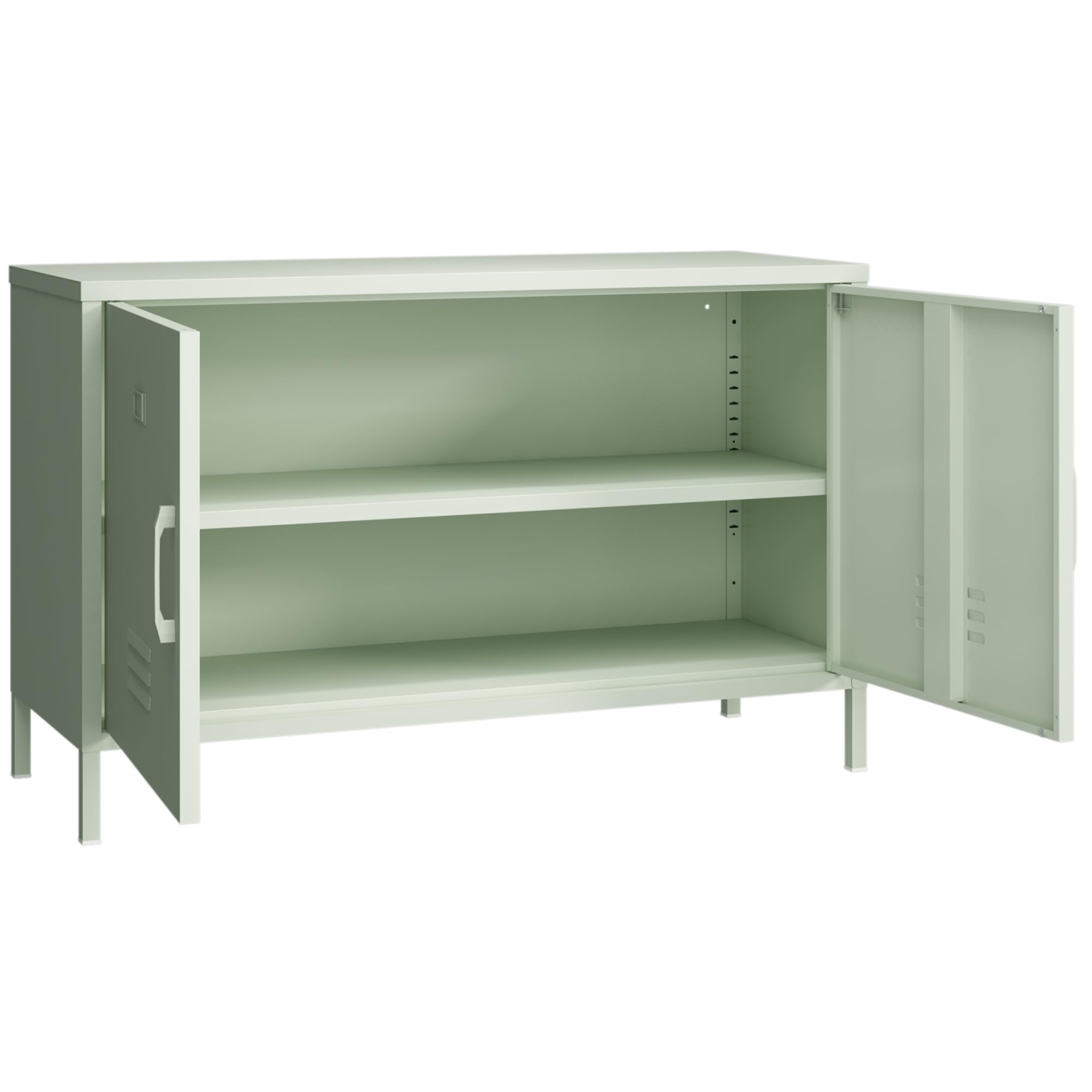 2 Door Metal Accent Cabinet - Mint Green Storage Cabinet with Adjustable Shelf, 2-Tier Office Organizer | Multipurpose Locker for Home, Office & Music Studio | Space-Saving Storage Solution for Small Spaces & Clutter Control