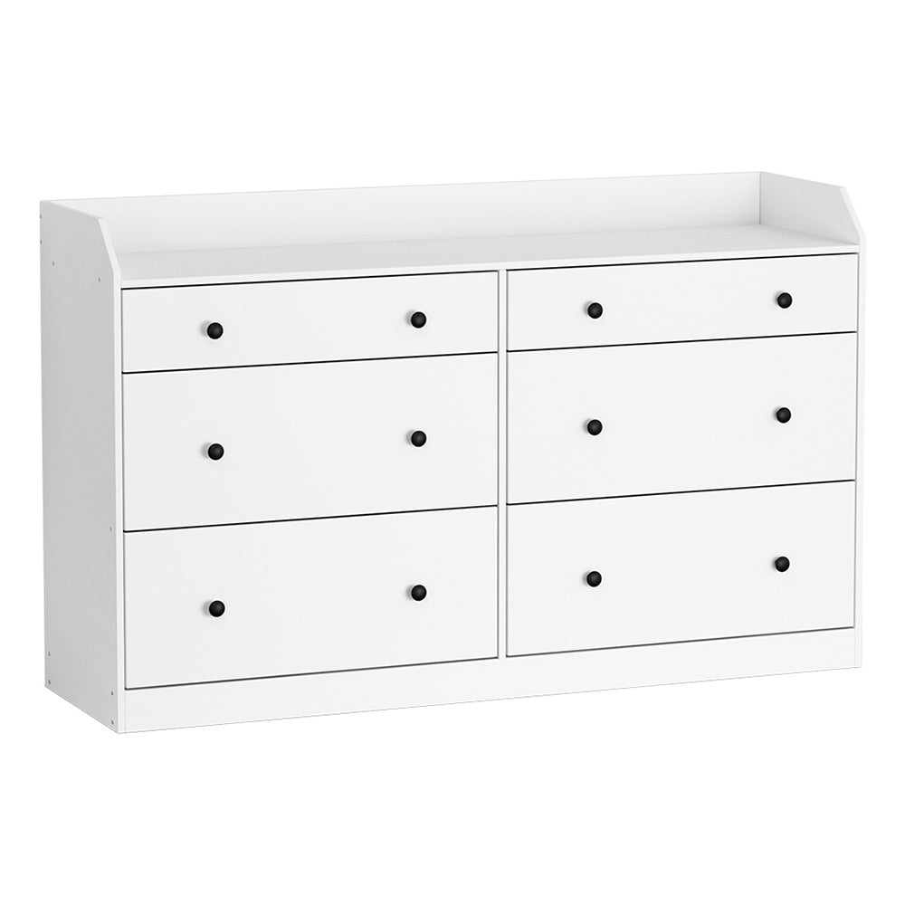 6-Drawer Chest Dresser in White - PETE Collection | Modern Bedroom Storage & Organization Solution