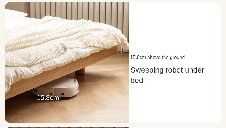 Premium Oak Solid Wood Lamb Fleece Soft Suspension Cream Bed - Cozy & Supportive Sleeping Solution for Modern Bedrooms, Guest Rooms & Nursery Decor