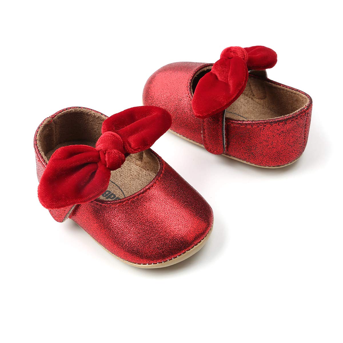 Baby Girls Mary Jane Flats - Anti-Slip Rubber Sole Bow Dress Shoes for Toddlers & Princess Costume - Perfect for Parties, Weddings & Everyday Play