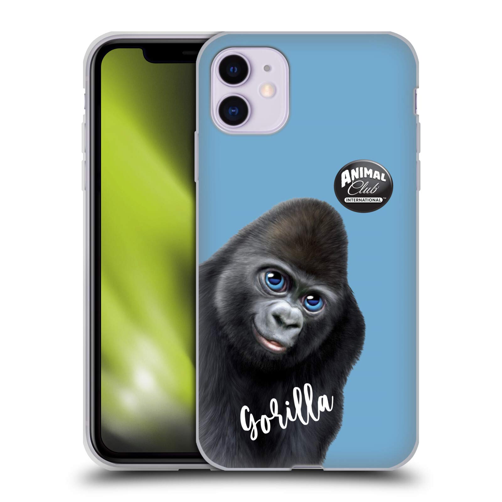Officially Licensed Animal Club International Gorilla Face Soft Gel Phone Case for Apple iPhone 11 - Durable Protection with Fun Animal Design, Perfect for Everyday Use and Outdoor Adventures