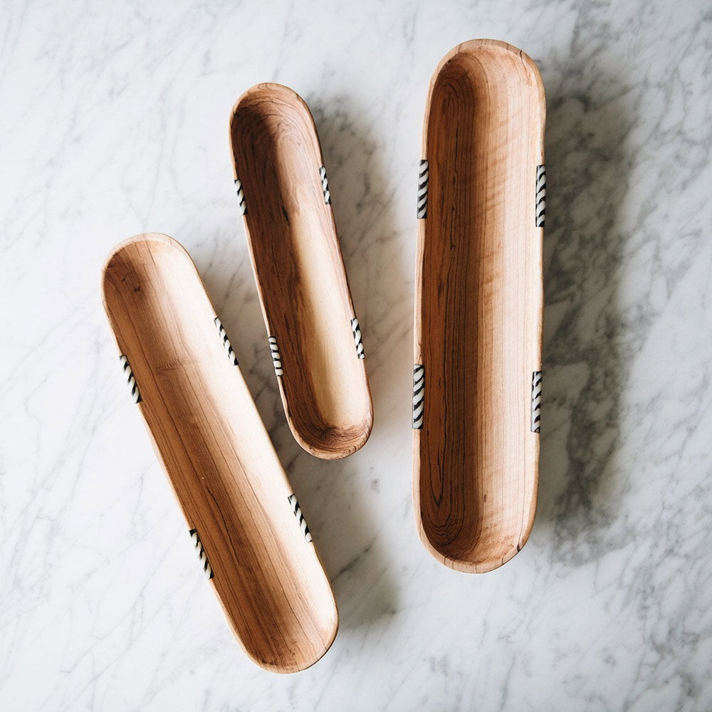 Premium Wild Olive Wood Cracker Tray Set - Handcrafted Rustic Cheese Board & Serving Platter for Entertaining, Charcuterie, Wine Parties & Holiday Gatherings