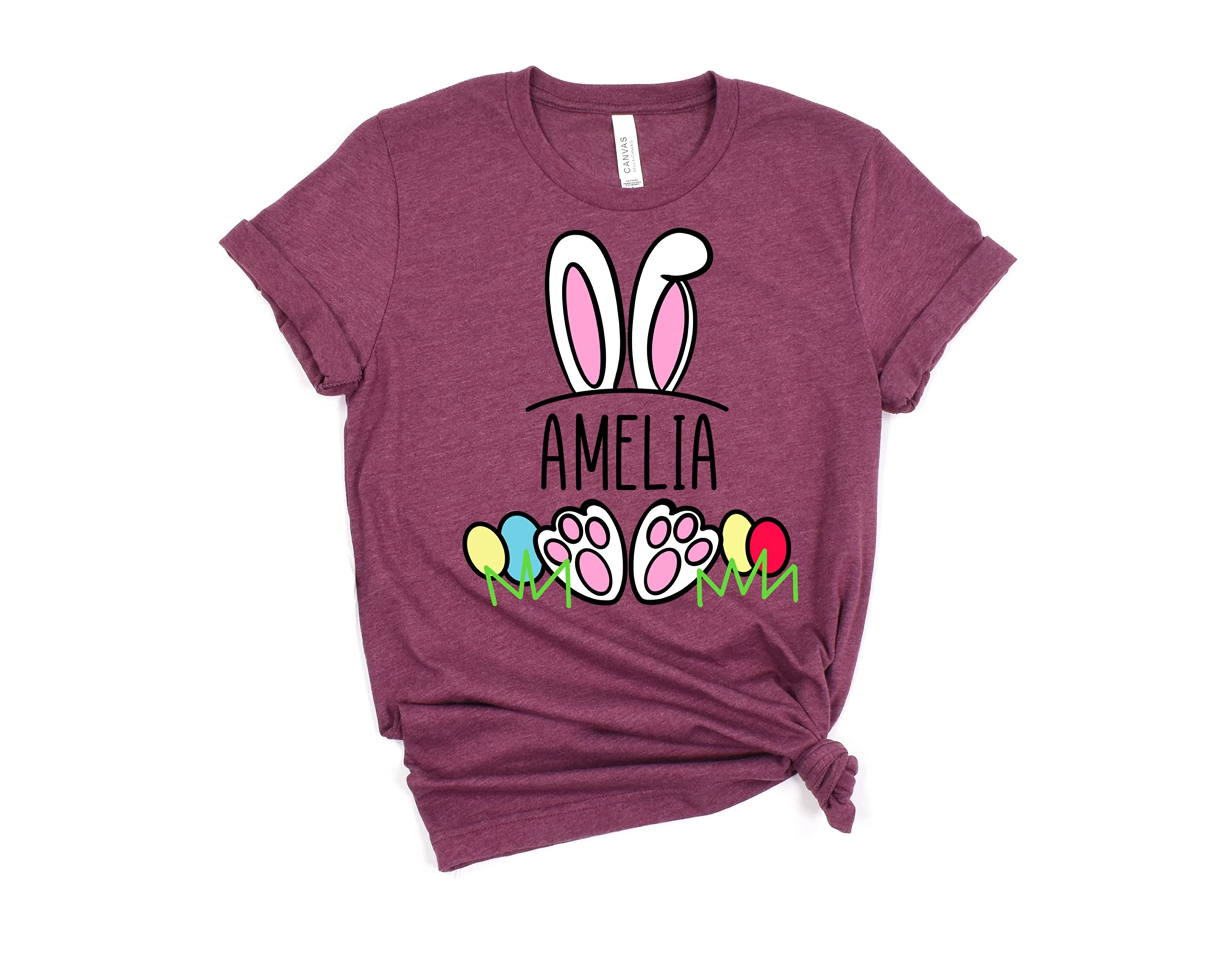 Custom Bunny Rabbit Easter T-Shirts for Kids - Personalized Baby & Toddler Graphic Tees with Pastel Easter Egg Designs - Cute Casual Tops for Boys & Girls - Perfect for Easter Celebrations, Church Events & Spring Family Photos