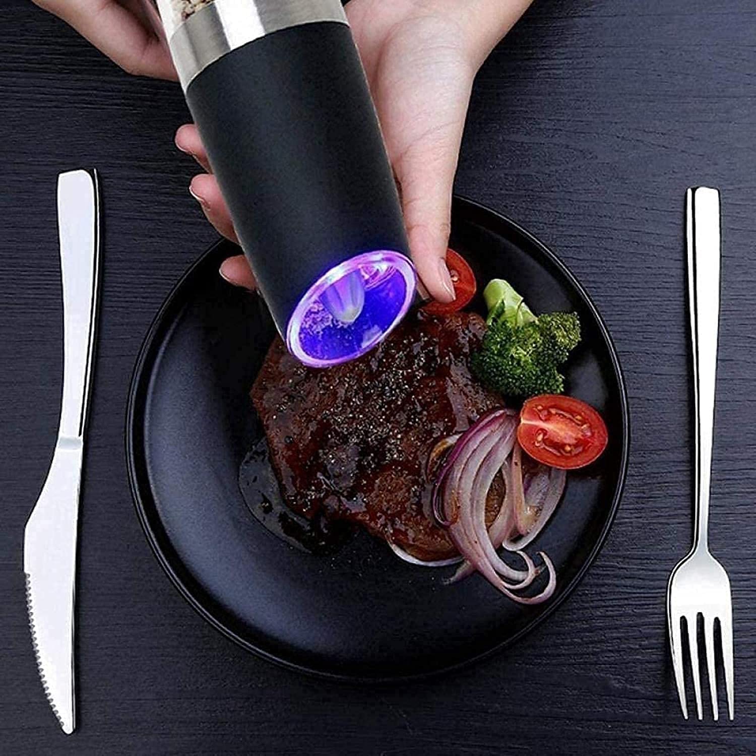 Premium Salt and Pepper Grinder Set (2-Piece) - Adjustable Ceramic Grinders with Glass Body for Freshly Ground Spices - Perfect for Kitchen, Dining Table & Gourmet Cooking