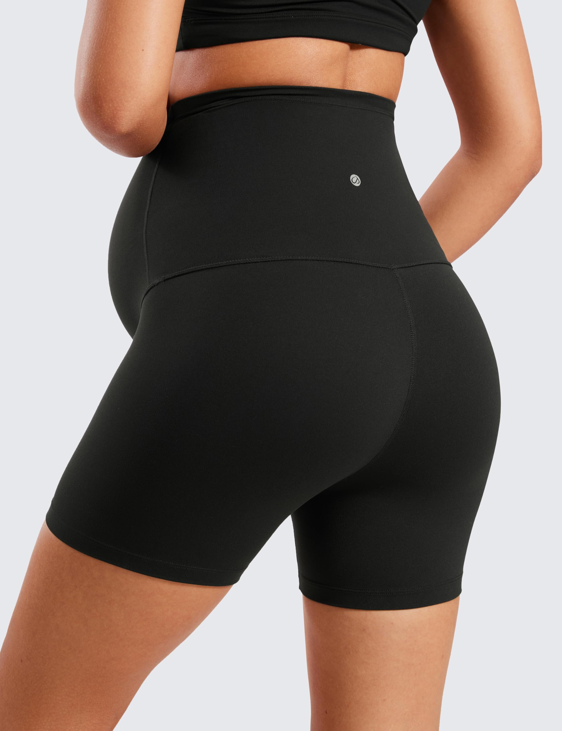 CRZ YOGA Women's Butterluxe Maternity Biker Shorts - Over The Belly 4