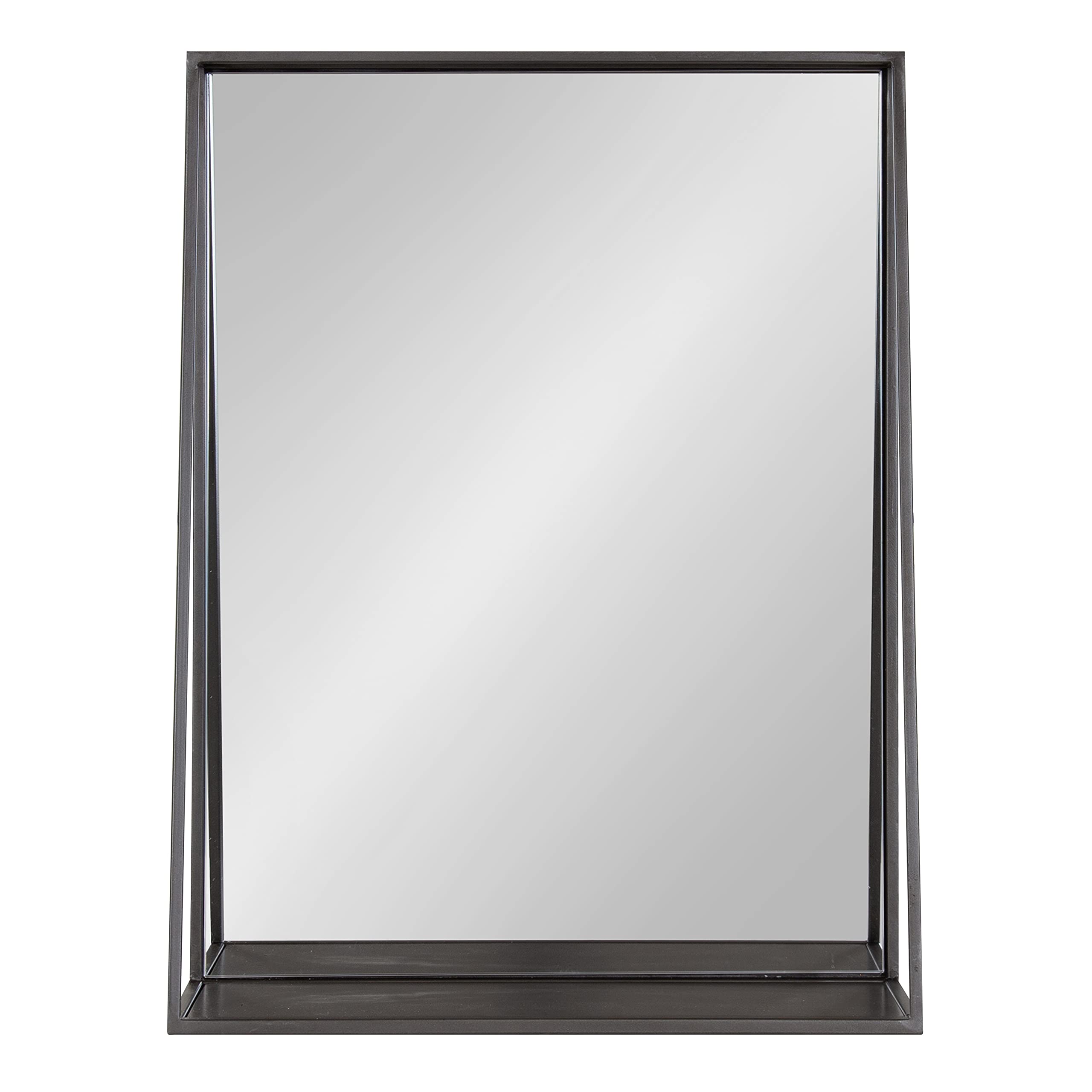 Kate and Laurel Lintz Modern Wall Mirror with Shelf - 18x24 Inches Charcoal Frame - Decorative Transitional Mirror with Storage | Perfect for Entryway, Living Room & Bedroom Decor