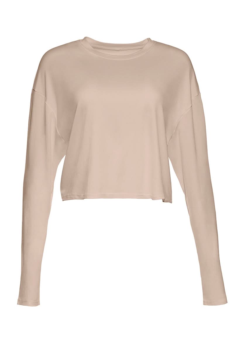 Stylish Cloud Long Sleeve Crop Tee for Women - Soft Comfortable Casual Top for Everyday Wear, Yoga, and Layering