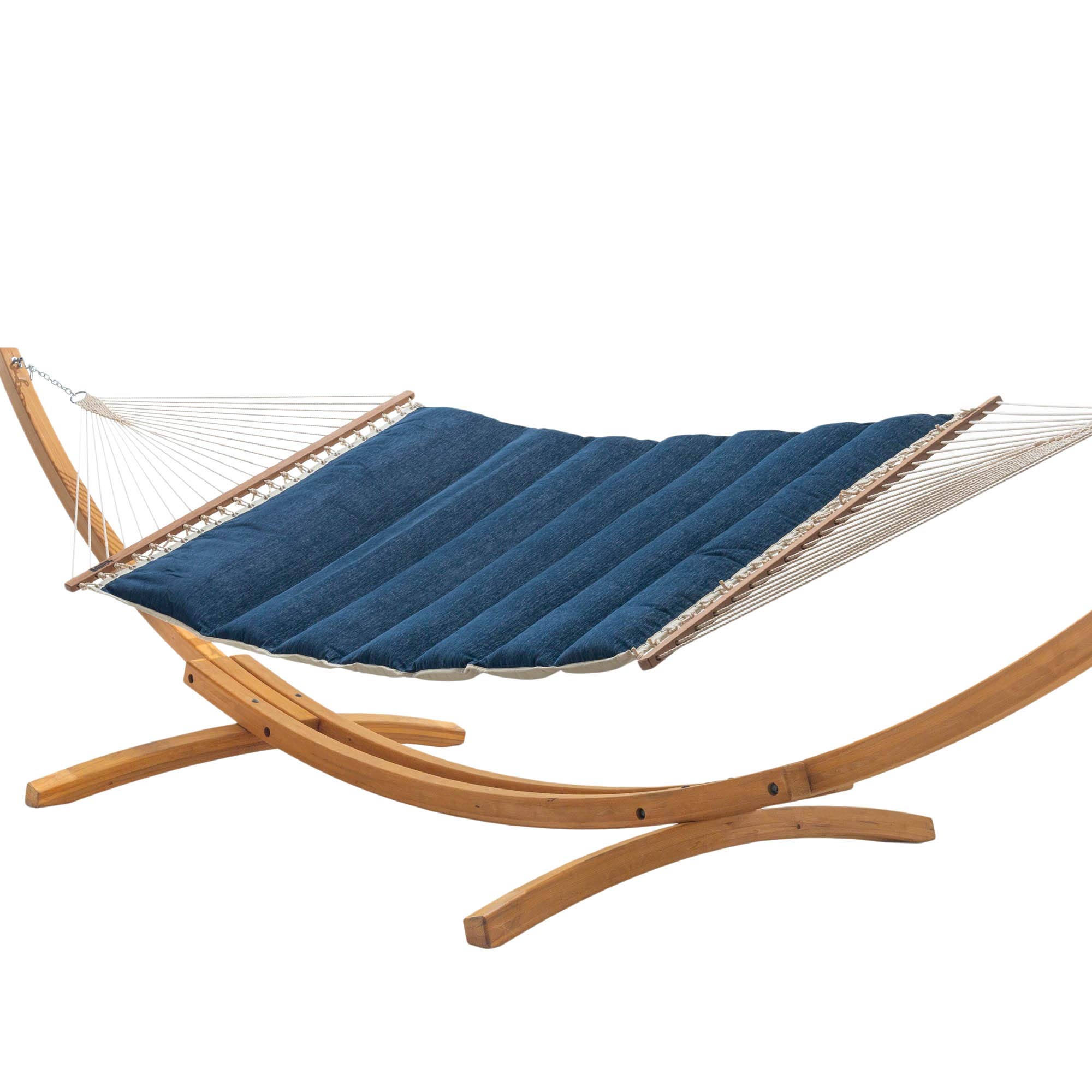 Premium Handcrafted Hatteras Hammocks Platform - Indigo Sunbrella Pillowtop for Ultimate Comfort (450 LB Capacity, 13ft x 55in) - Includes Free Extension Chains & Tree Hooks - Perfect for Backyard Relaxation, Camping & Outdoor Lounging (Made in USA)