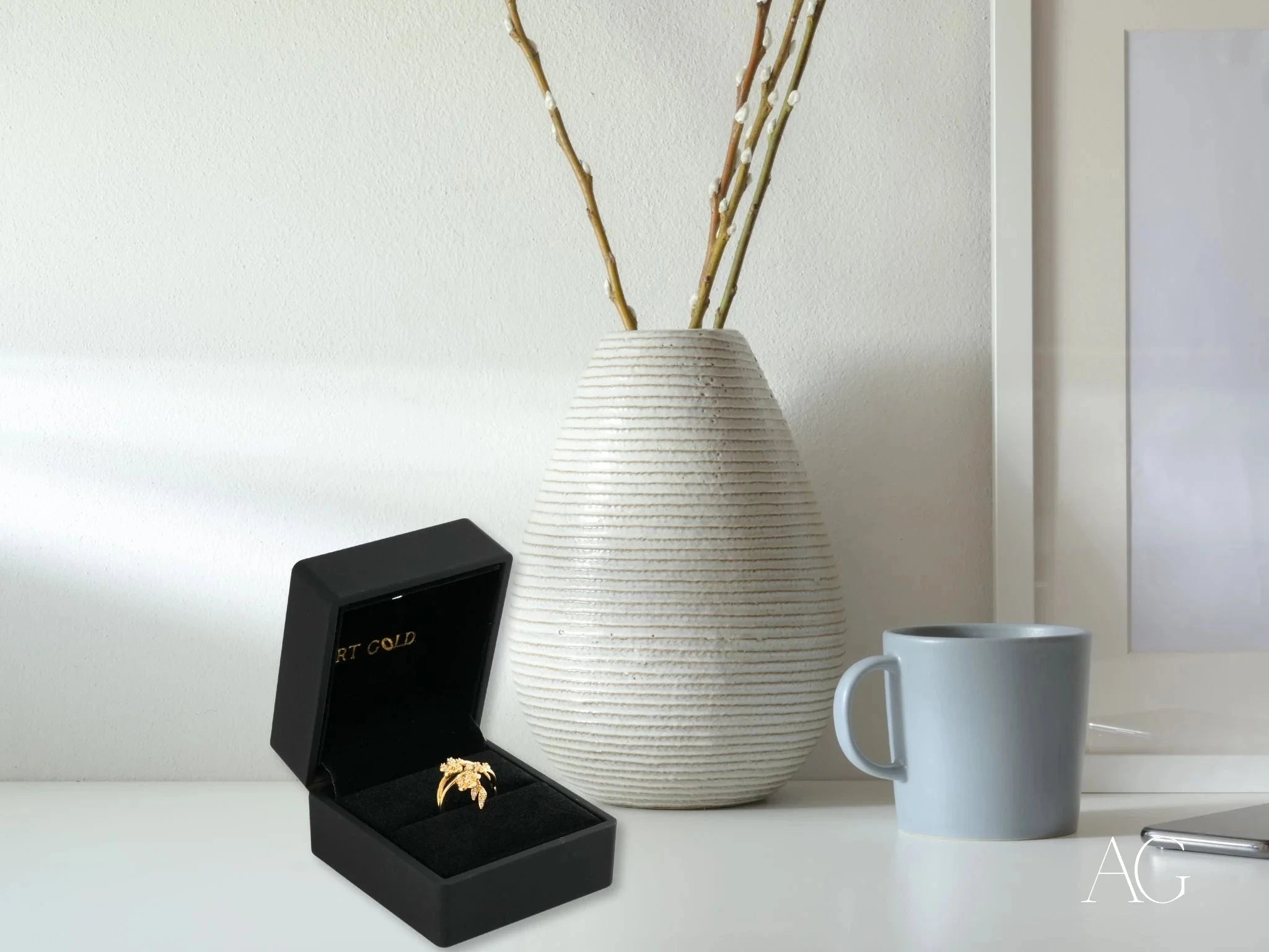 18k Gold Diamond Ring for Women - Elegant Blossom Charm Design, Perfect for Weddings, Anniversaries & Special Occasions