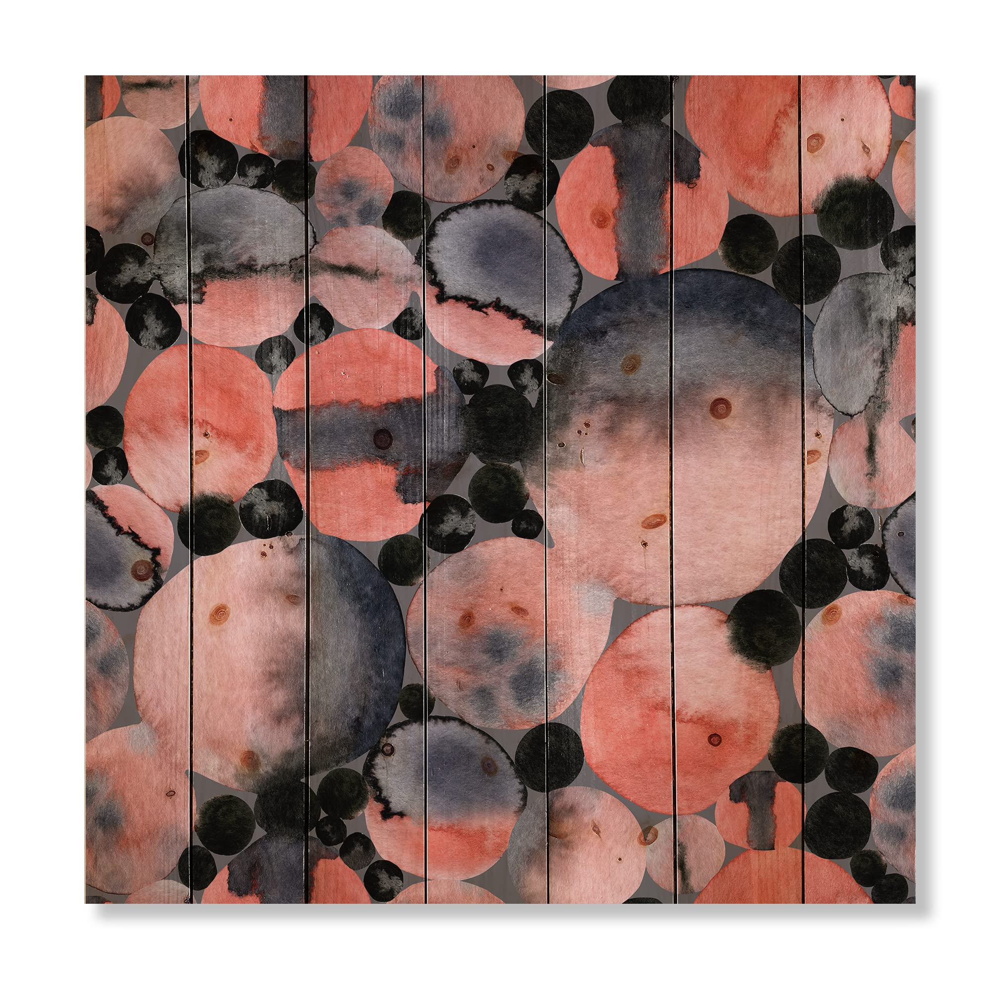 DesignQ Abstract Geometric Polka Dots Modern Wood Wall Art - Orange Contemporary Wood Wall Decor - Large Natural Pine Wood Wall Panels - Perfect for Living Room, Bedroom & Office Decor