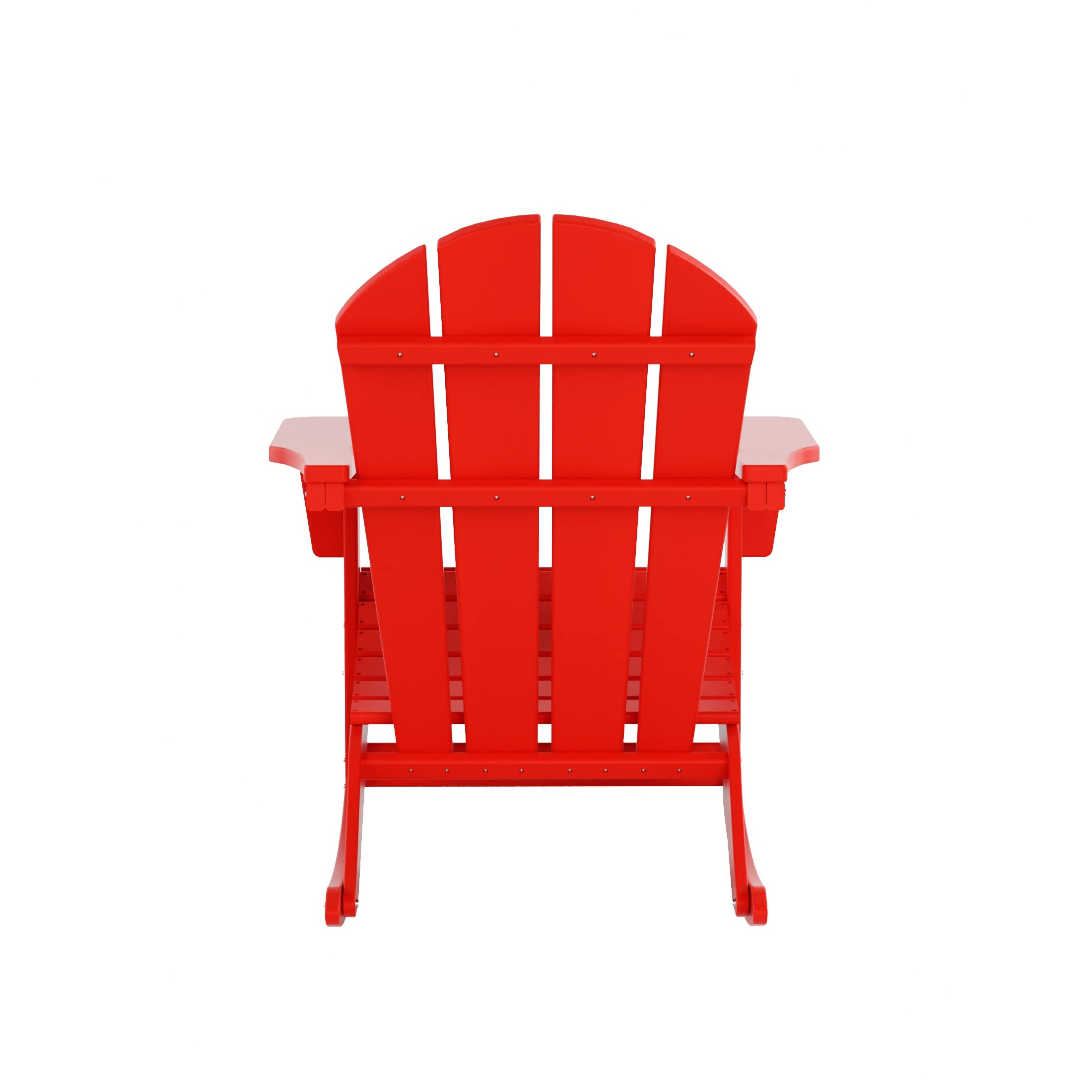 **WO Home Furniture 3-Piece Patio Rocking Chair Set - Classic Red Adirondack Outdoor Rocking Chairs with Side Table - Perfect for Garden, Deck, Porch & Backyard Relaxation**