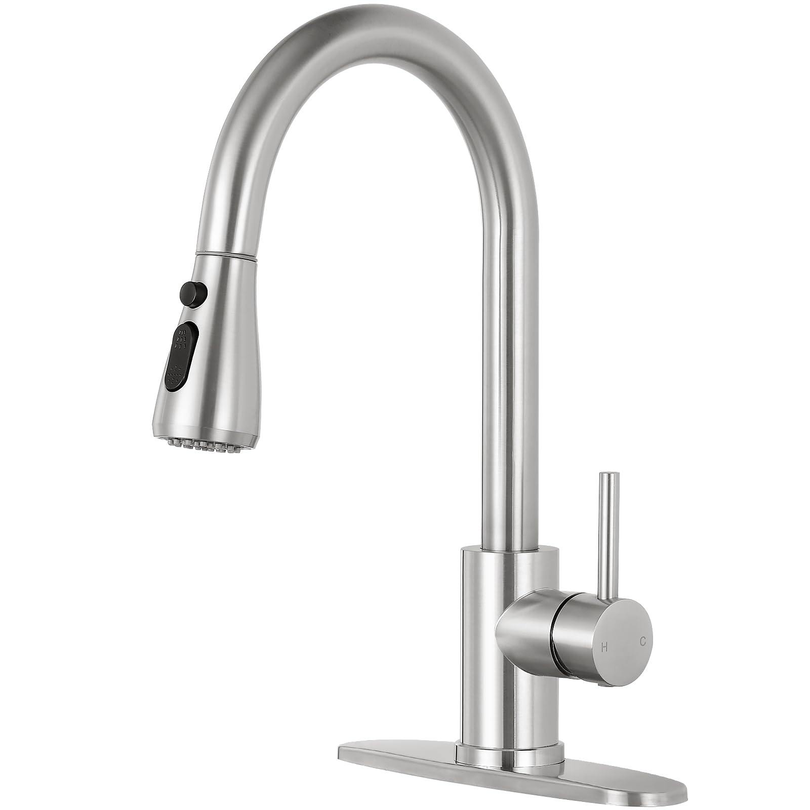 Stainless Steel Pull Down Kitchen Faucet - High Arc Brushed Nickel for Modern Sinks
