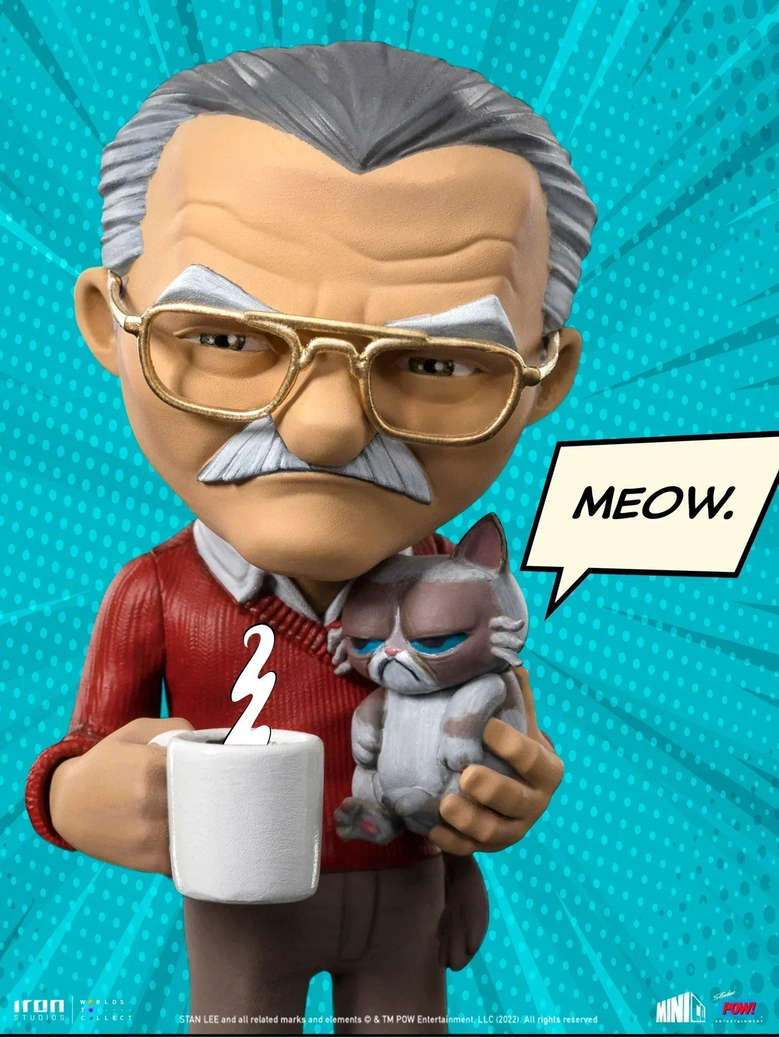 Stan Lee with Grumpy Cat MiniCo Figure by Iron Studios & Pow! Studios - Collectible Marvel Comic Book Character Statue for Display, Gifts & Pop Culture Enthusiasts