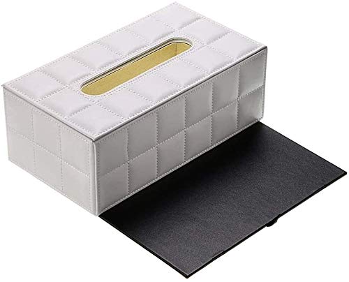 Stylish PU Leather Tissue Box Cover - Rectangular Napkin Holder for Home & Office Decor (White) | Perfect for Living Room, Bedroom, or Bathroom Organization