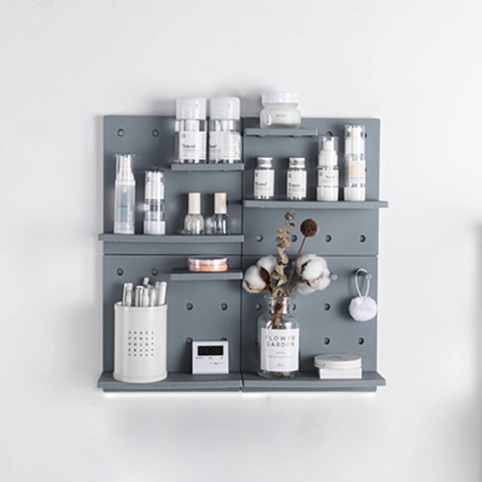 Modular Pegboard Hanging Wall Organizer Kit - Gray, for Crafts Organization, Ornaments Display & Home Office Storage | Perfect for Garage, Workshop & DIY Projects