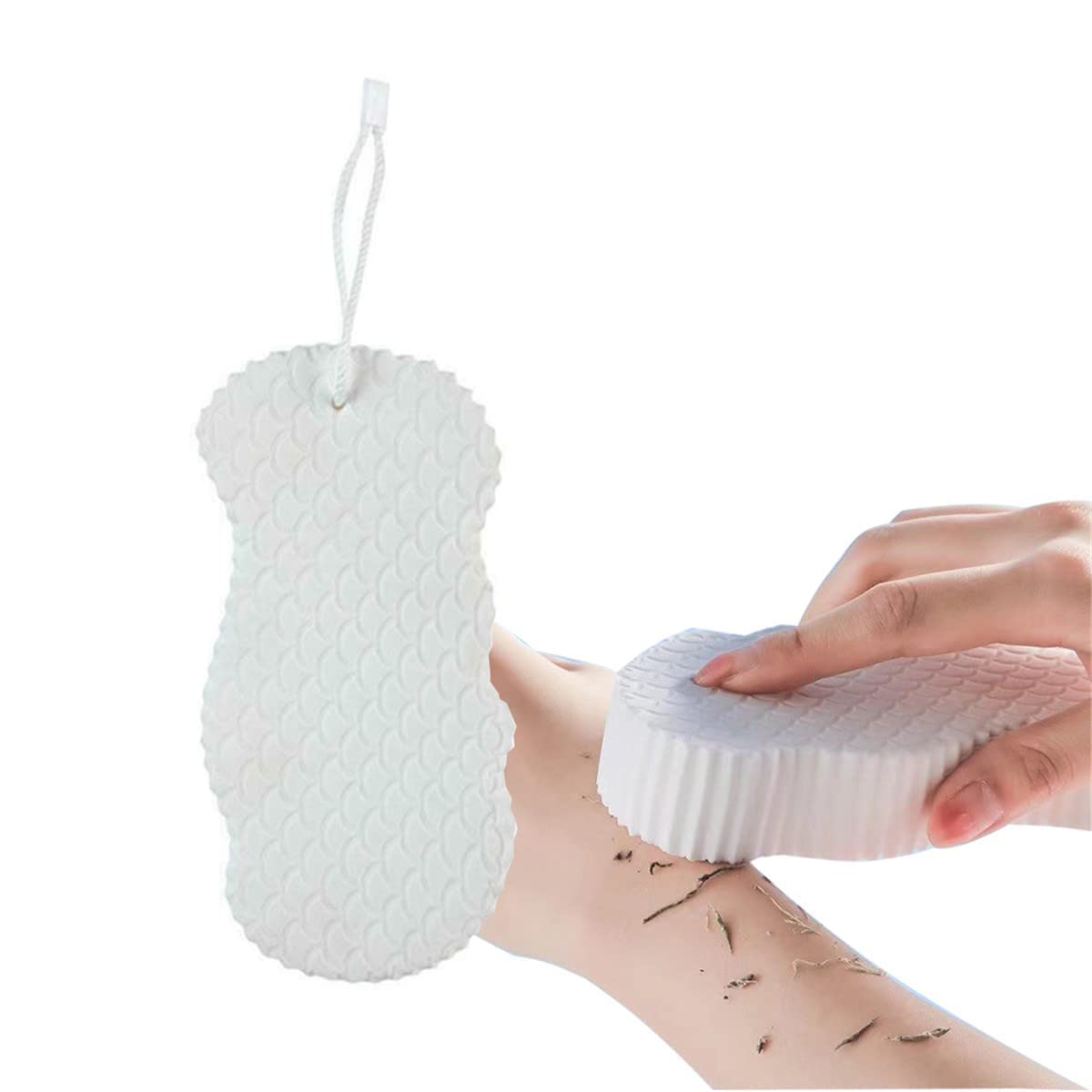 Exfoliating Bath Sponge for Women & Men - Super Soft 3D Shower Brush with Exfoliator to Remove Dead Skin - Spa Quality Body Scrub for Smooth Skin - Perfect for Shower, Bath & Home Spa (White)