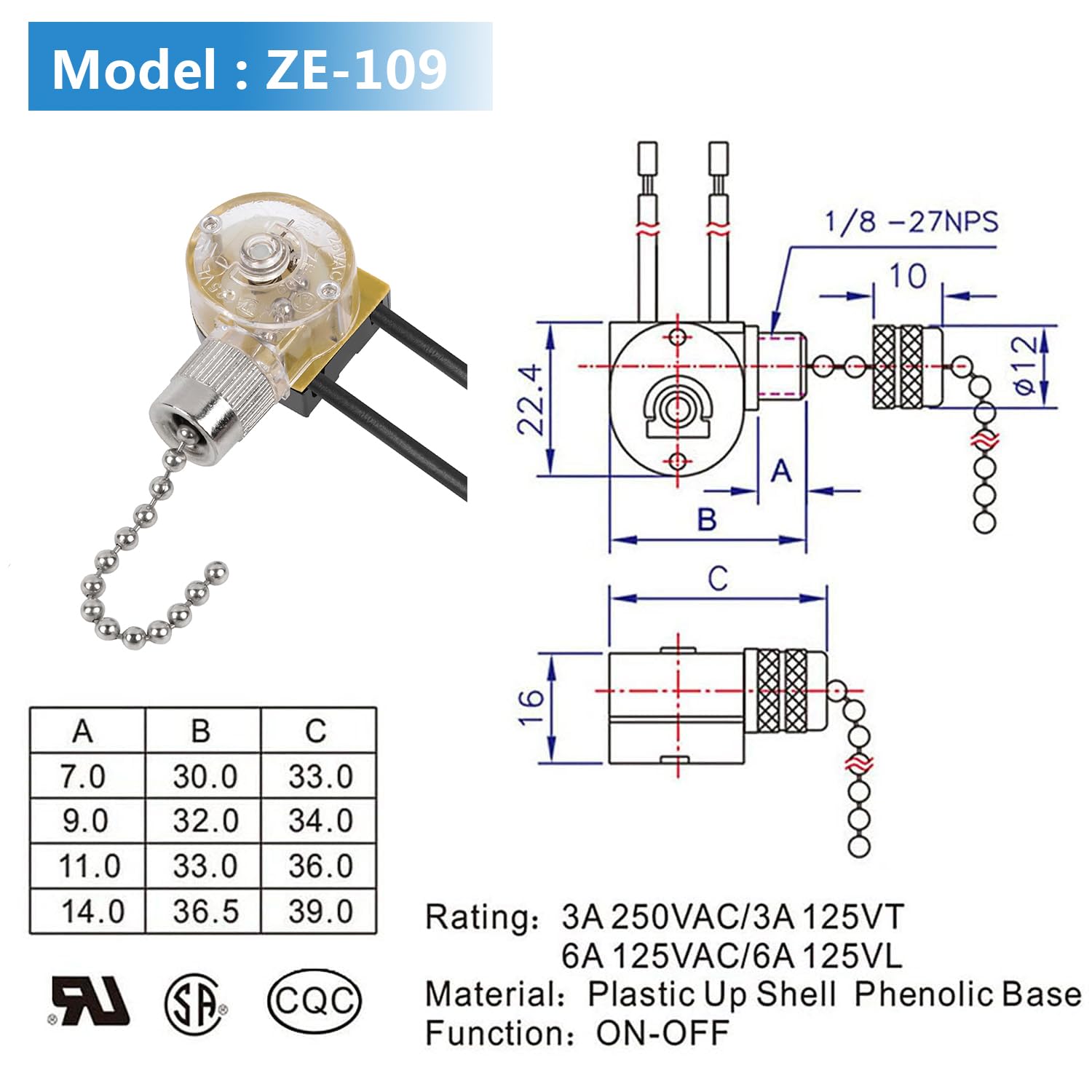 Zing Ear ZE-109 Ceiling Fan Light Switch - On/Off Speed Control with Beaded Pull Chain Extension - Compatible with Hunter Ceiling Fans, Lamps & Wall Lights (Nickel Finish) - Perfect for Bedroom, Living Room & Office Lighting Control