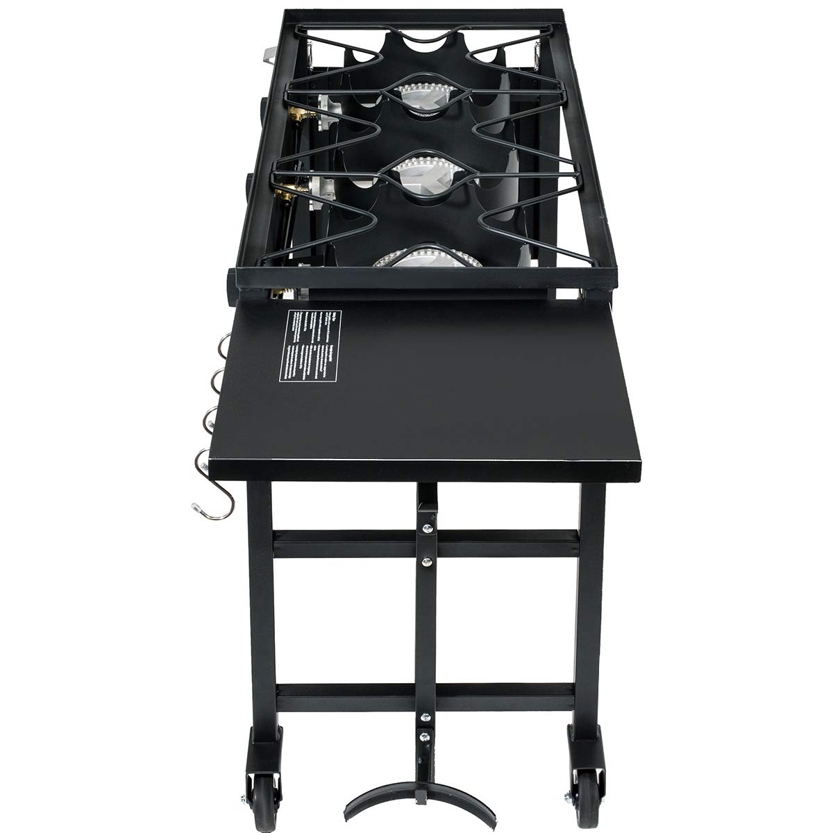 Barton Portable Propane Camp Stove - 87,000 BTU Triple Burner Outdoor Cooking Stove with Side Table, Wheels & Regulator - Perfect for Camping, Backyard BBQs, Tailgating and Patio Cooking