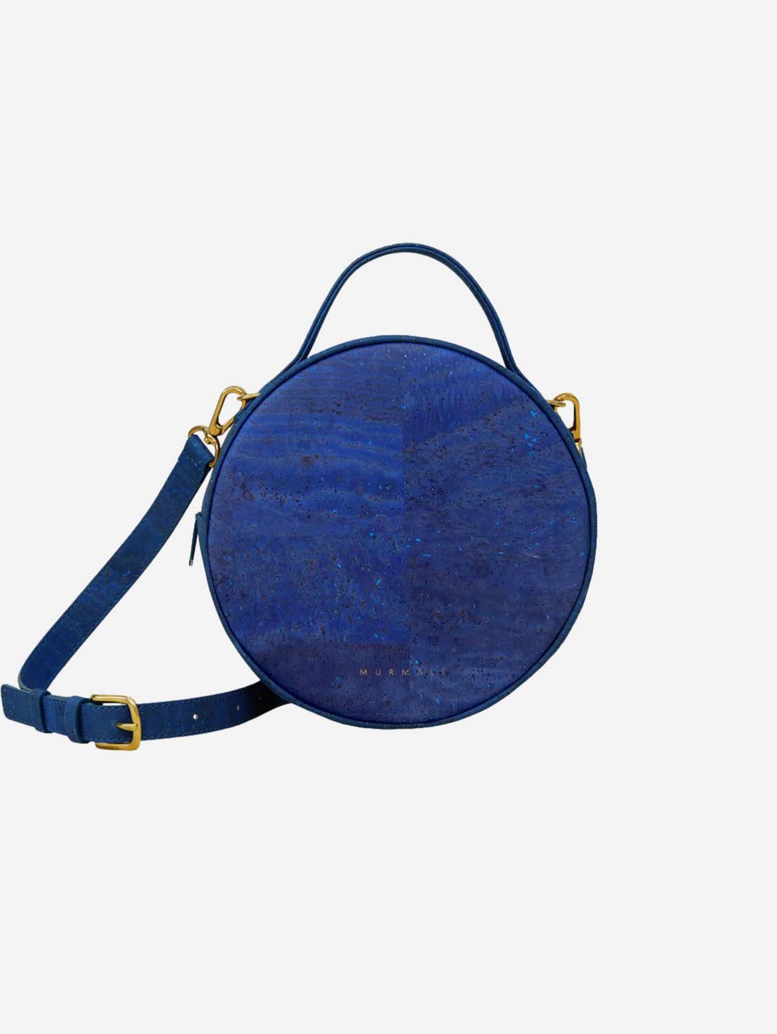 Handmade Vegan Cork Round Shoulder Bag for Women - Navy Blue | Eco-Friendly Fashion Accessory for Work, Travel & Everyday Use