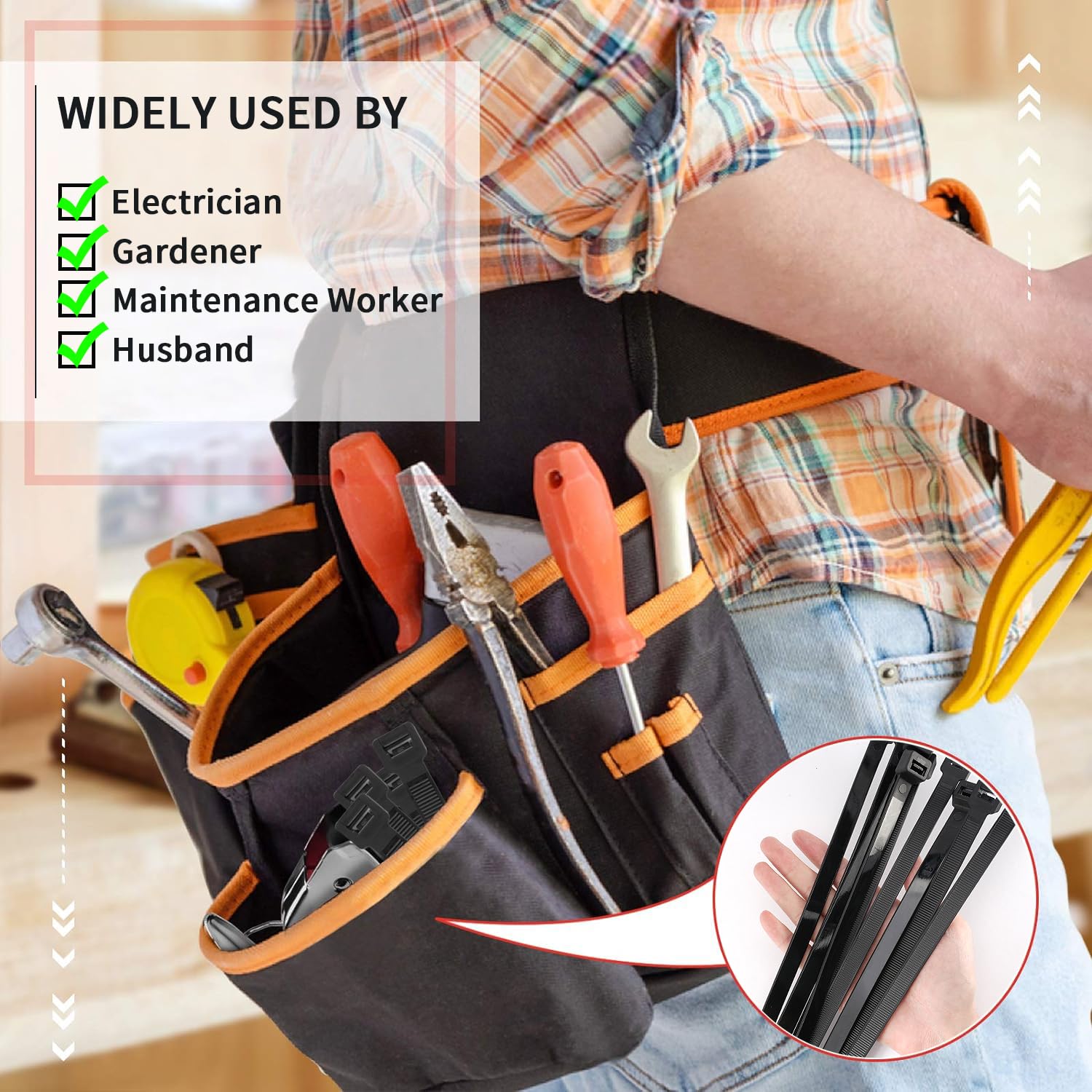 Heavy Duty 32 Inch Extra Large Zip Ties - 250 lbs Capacity Black Plastic Cable Ties (30 Pack) for Home, Office, Garage, Workshop - Perfect for Organizing Wires, Securing Cables & DIY Projects