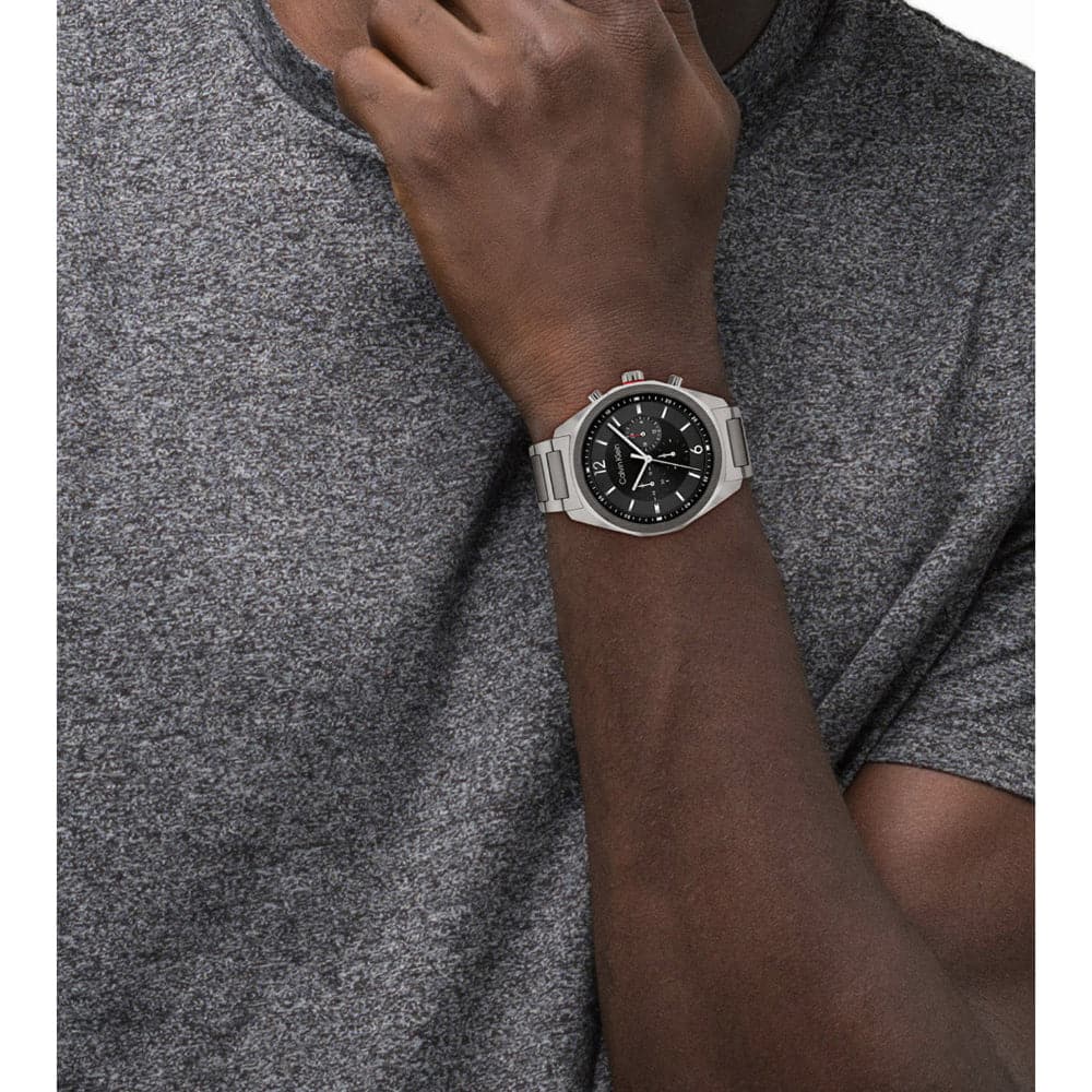 Calvin Klein Men's Black Dial Gray Stainless Steel Watch 25200267 - Stylish Dress Watch for Business, Formal Events & Everyday Wear